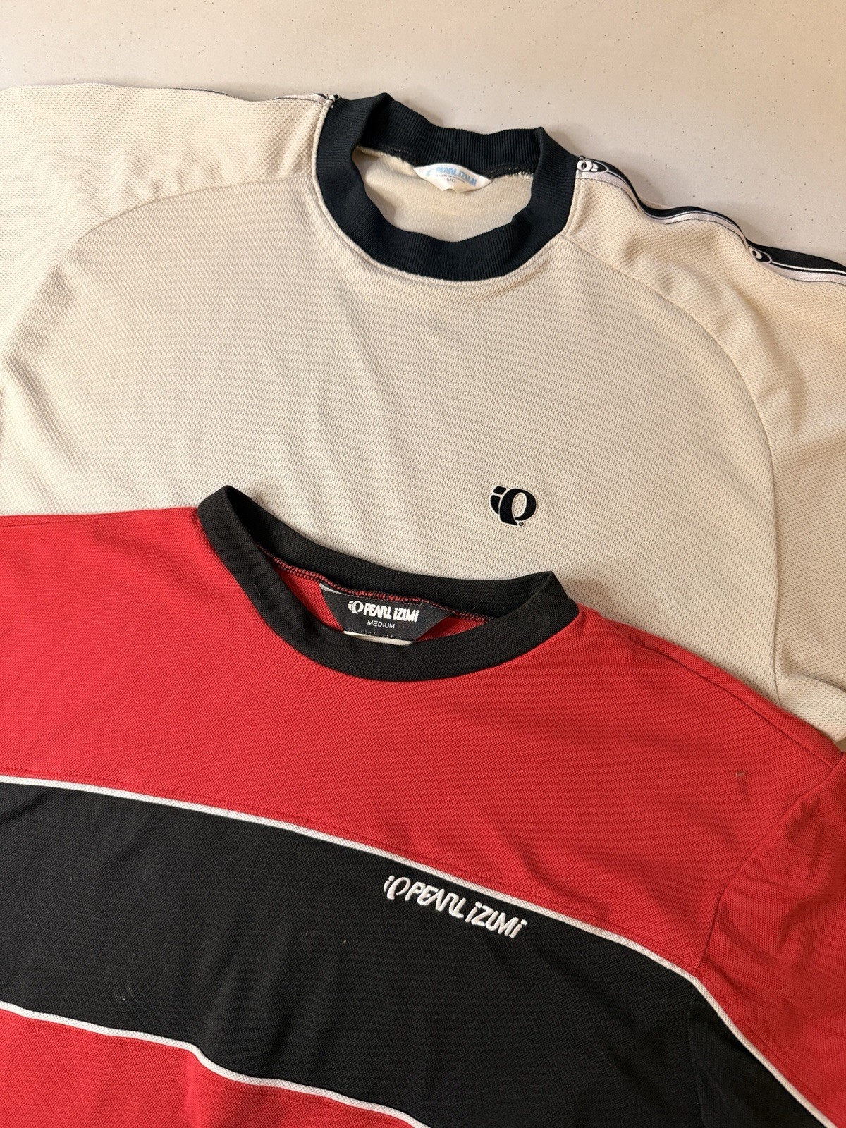 Pearl Izumi Vintage Cycling Jersey Lot 2 Mens Medium 90s Y2K Tan Red Colorblock