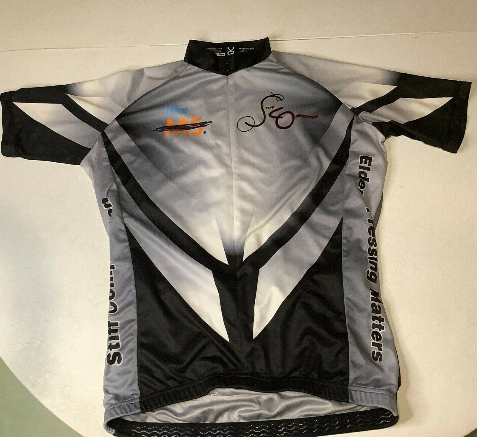 Men’s Vomax Cycling Jersey Stiff Competition Shirt Size Medium Grey Black