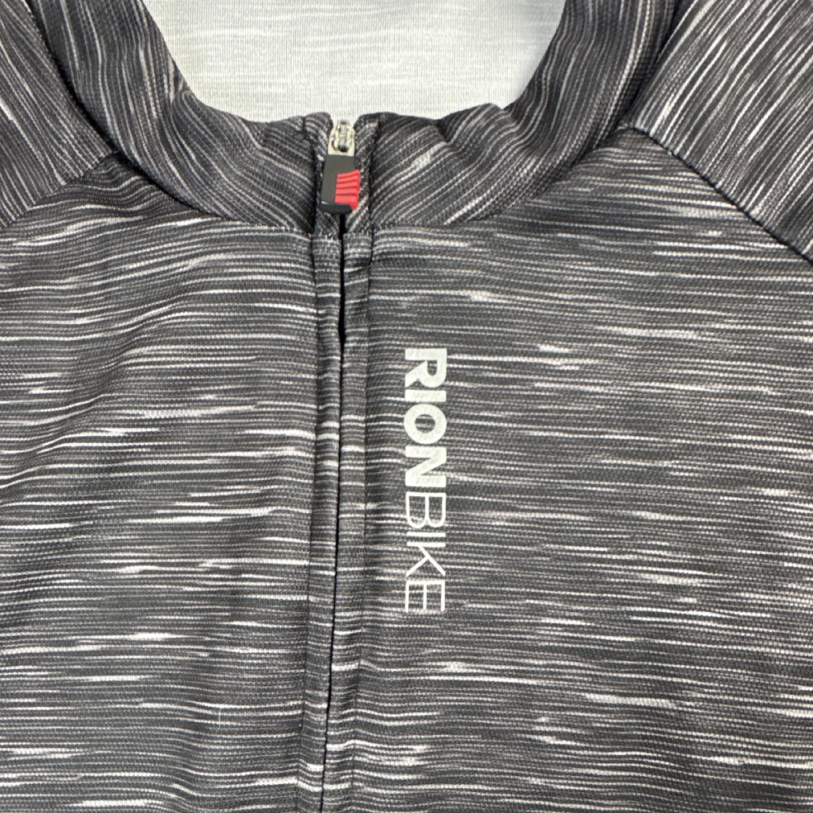 RIONBIKE Mens Cycling Jersey Short Sleeve Black Gray Full Zip Back Pockets Bike