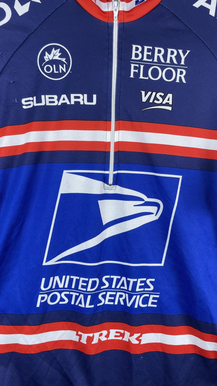 Nike USPS Blue Cycling Jersey Mens Medium 1/2 Zip Made In Italy Postal Service