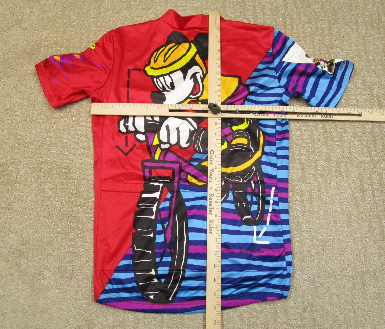 Giordana Cycling Jersey Men Medium Red Blue Disney Quarter Zip Racing Pockets