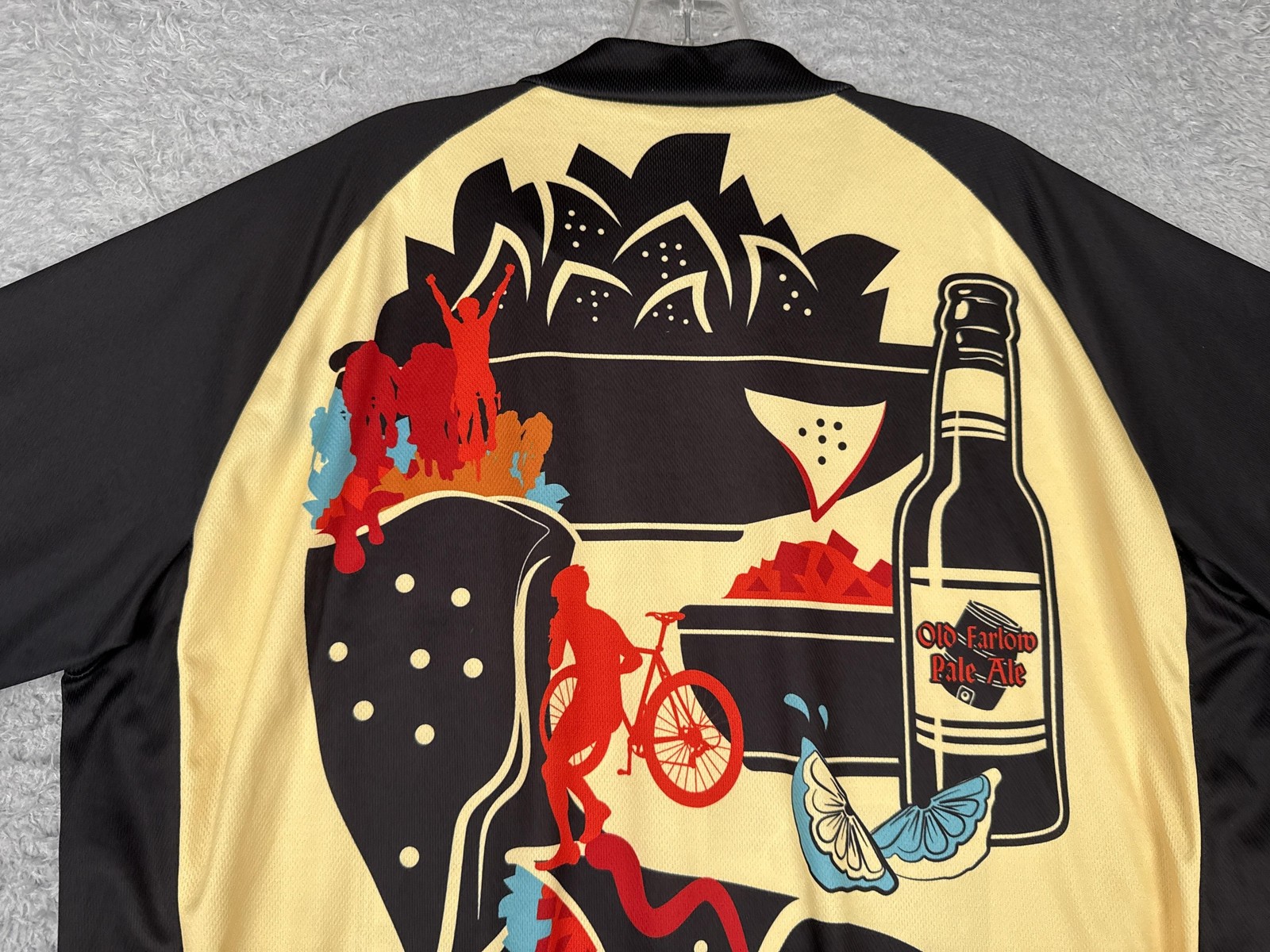 Performance Cycling Jersey Shirt Mens 2XL XXL Yellow Ride To Eat Eat To Ride
