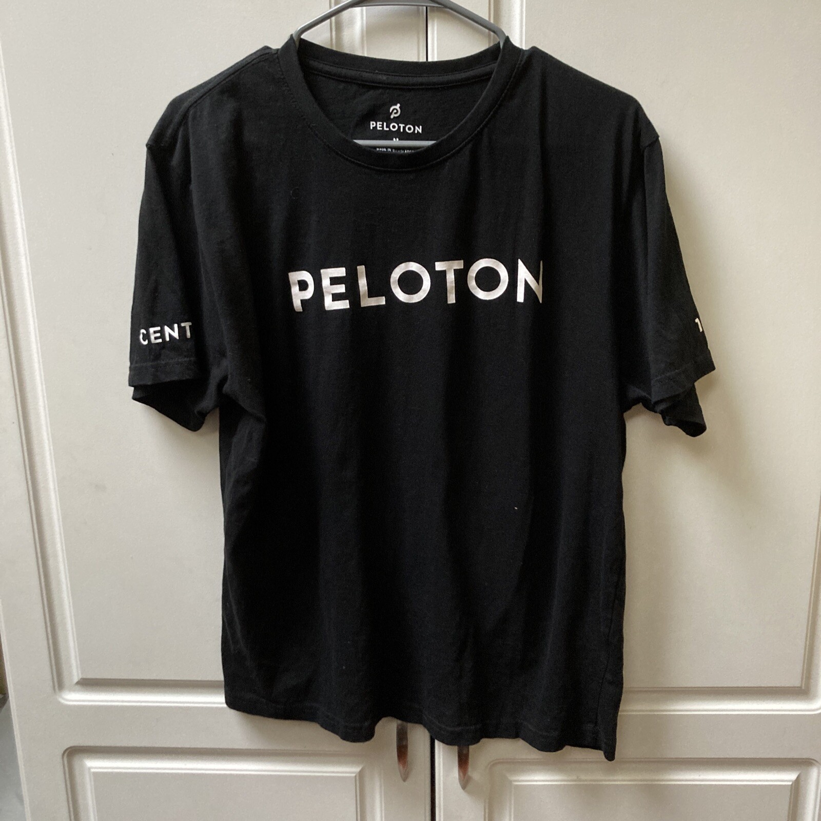 Peloton Century 100 Cotton Adult Men’s Black Biking Cycling -Shirt Size Medium