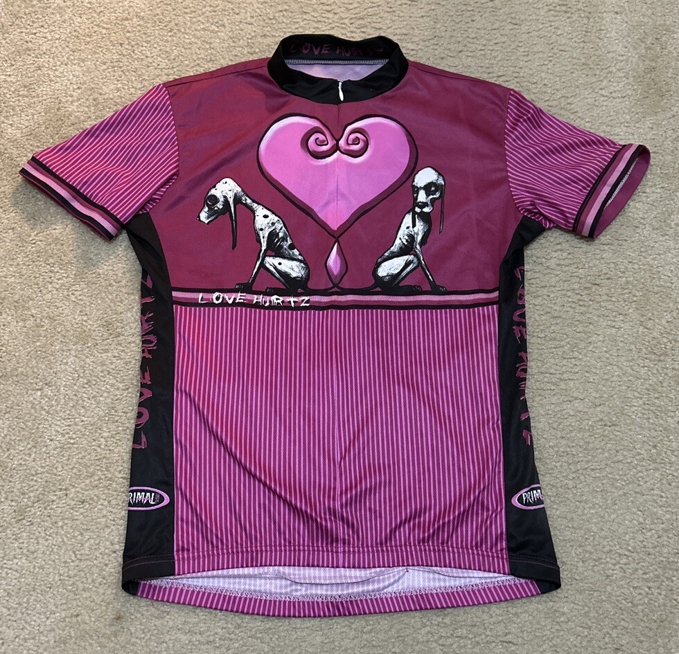 Primal Wear Womens 3/4 Zip Cycling Jersey Love Hurtz Heart Greyhound Dog Size XL