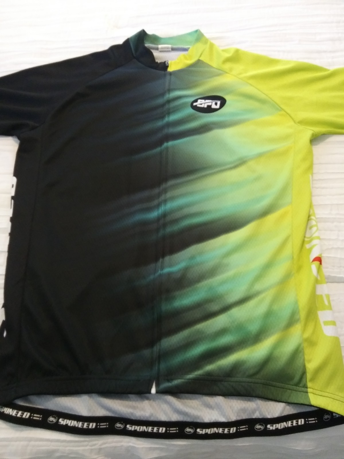 Sponeed cycling bike jersey Yellow/Green fade to Black, Large Men