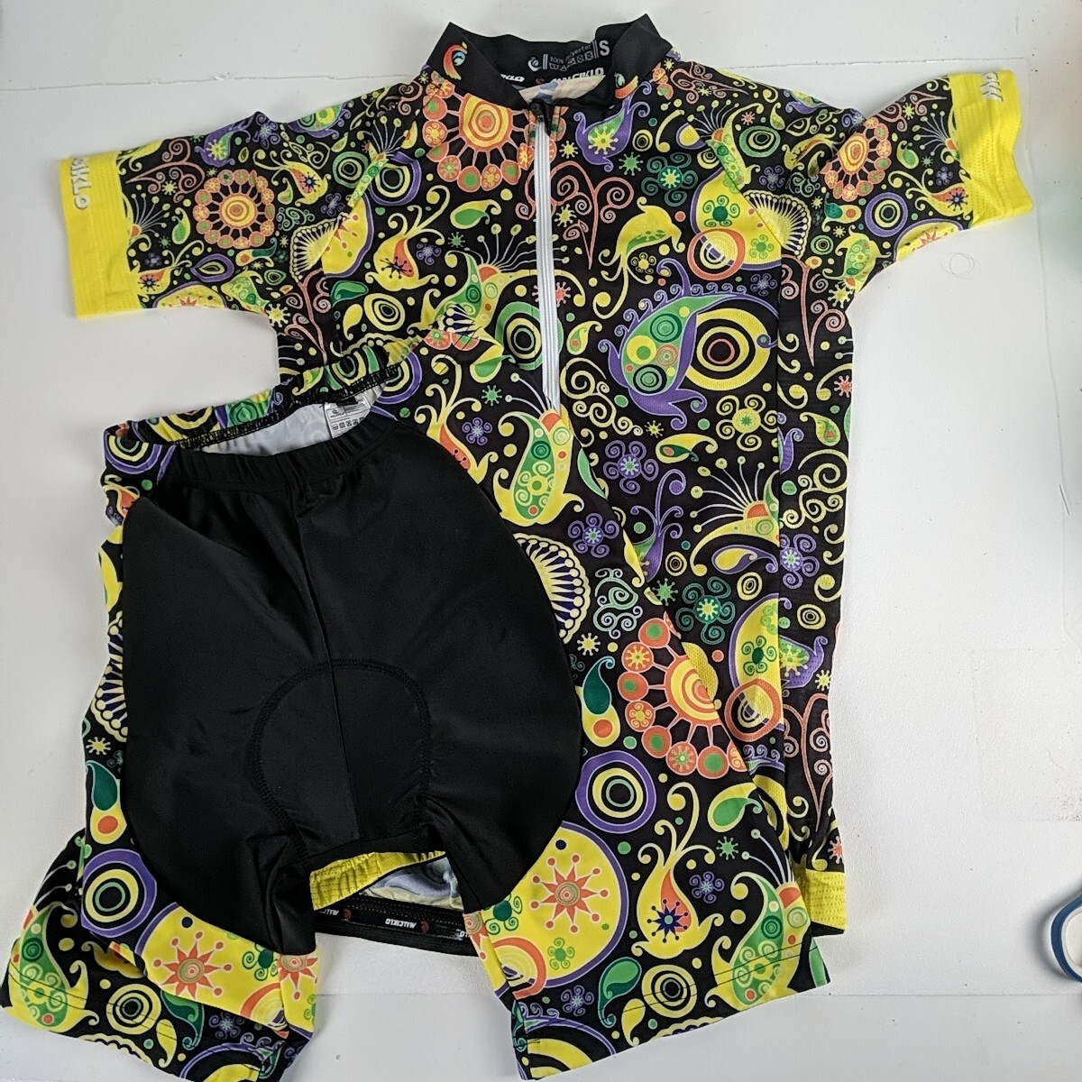 Malciklo Biking Cycling Shorts Jersey Set 2 piece Y2K Flower Power Hippie Groovy