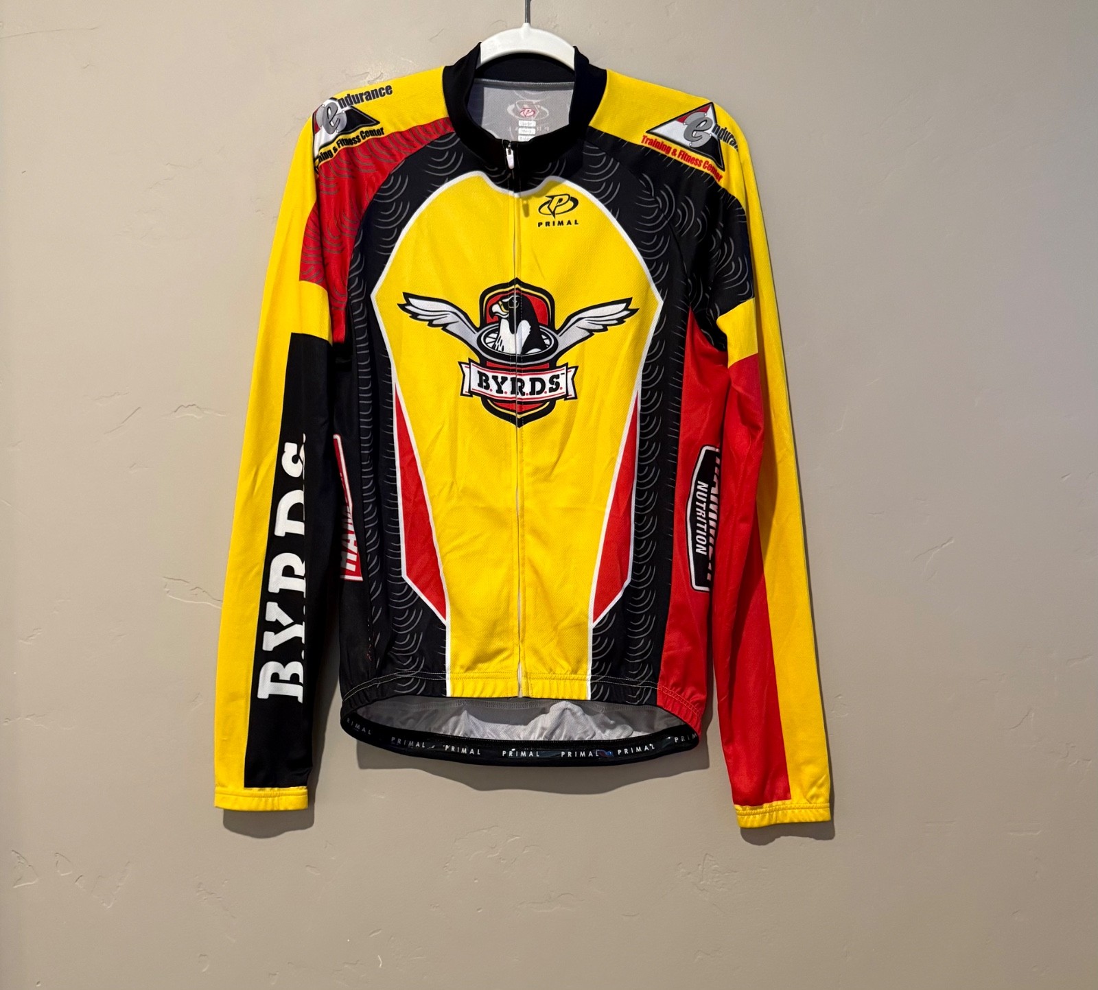 Primal BYRDS Lyle Pearson Cycling Jersey Mens Large Full Zip Long Sleeve Pockets