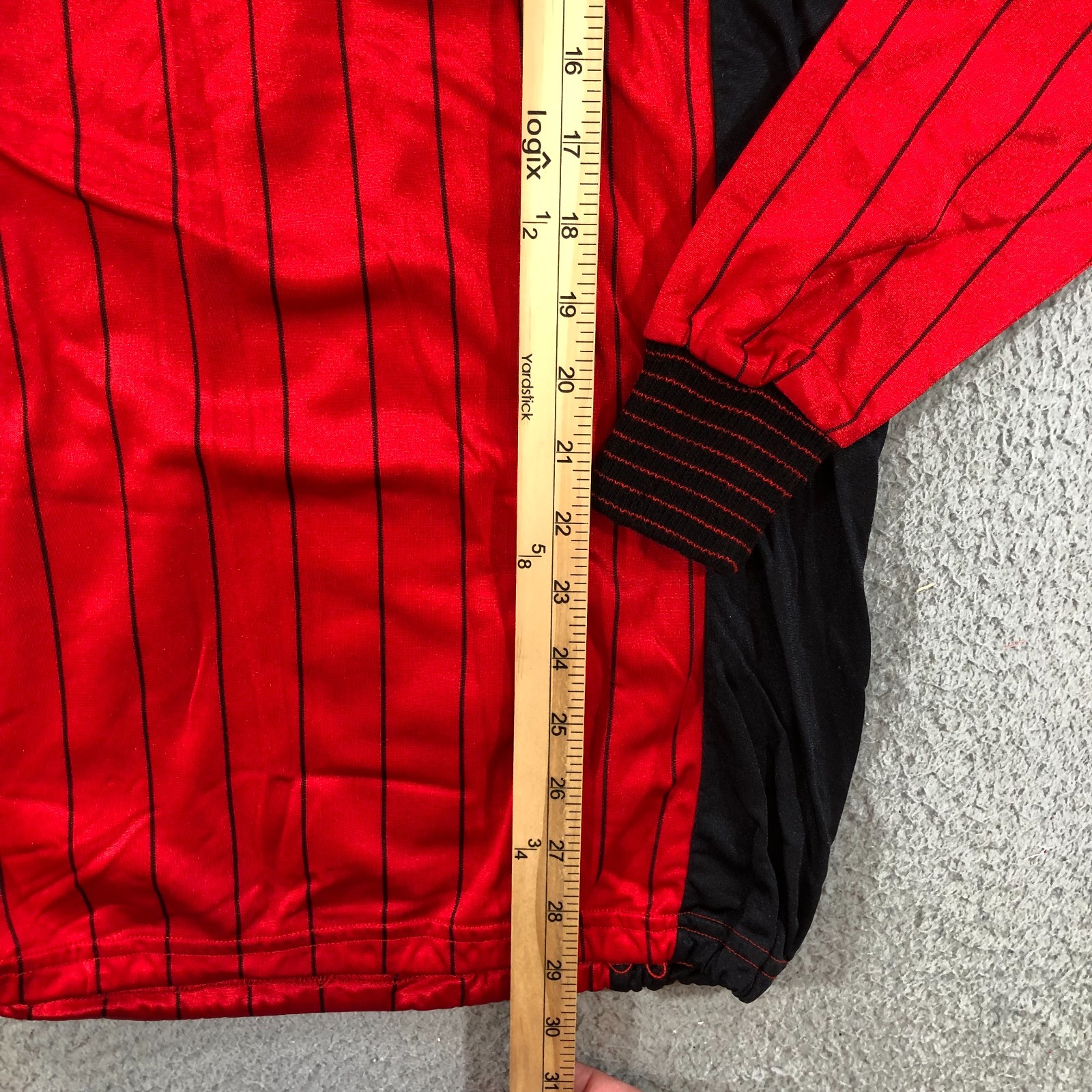 vtg tour de france bike jersey mens m red pin stripes long sleeve cooling pocket