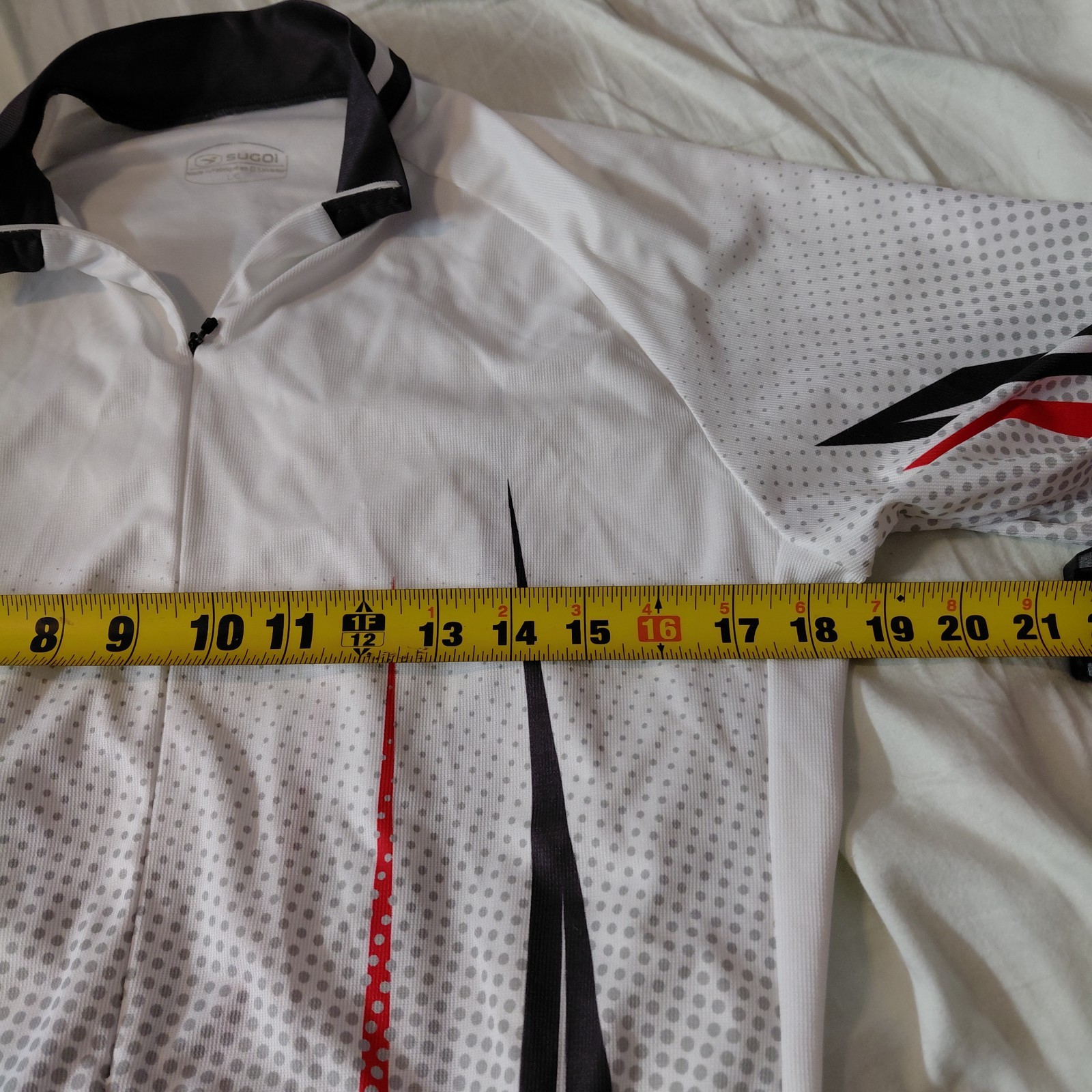 Sugoi Cycling Jersey Mens Large Short Sleeve Mock Neck 1/2 Zip Top Shirt white