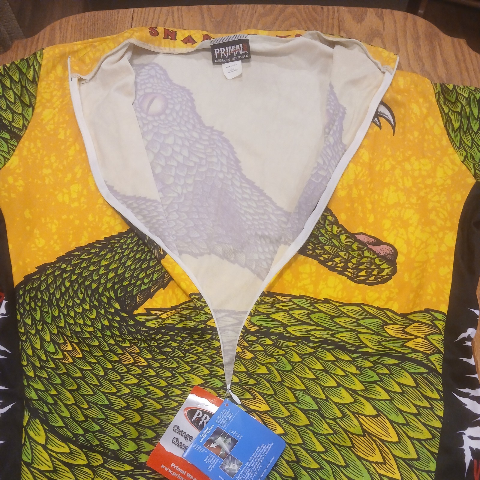 Vtg PRIMAL Cycling Jersey, 2XL, Rattlesnake, Snake Graphics, “Snake Bite”