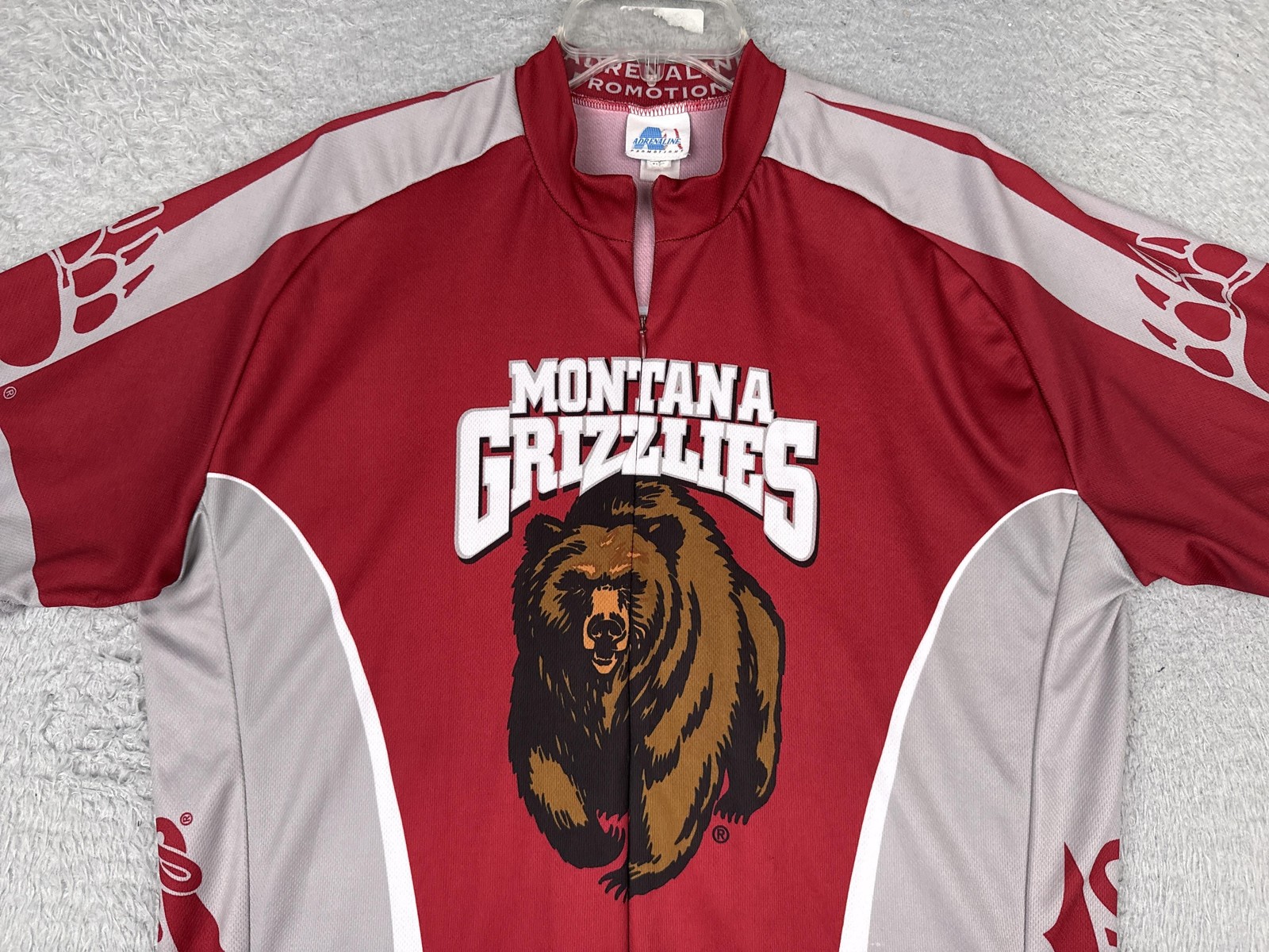 Adrenaline Promotions Cycling Jersey Mens 2XL Red Montana Grizzlies 1/4 Zip