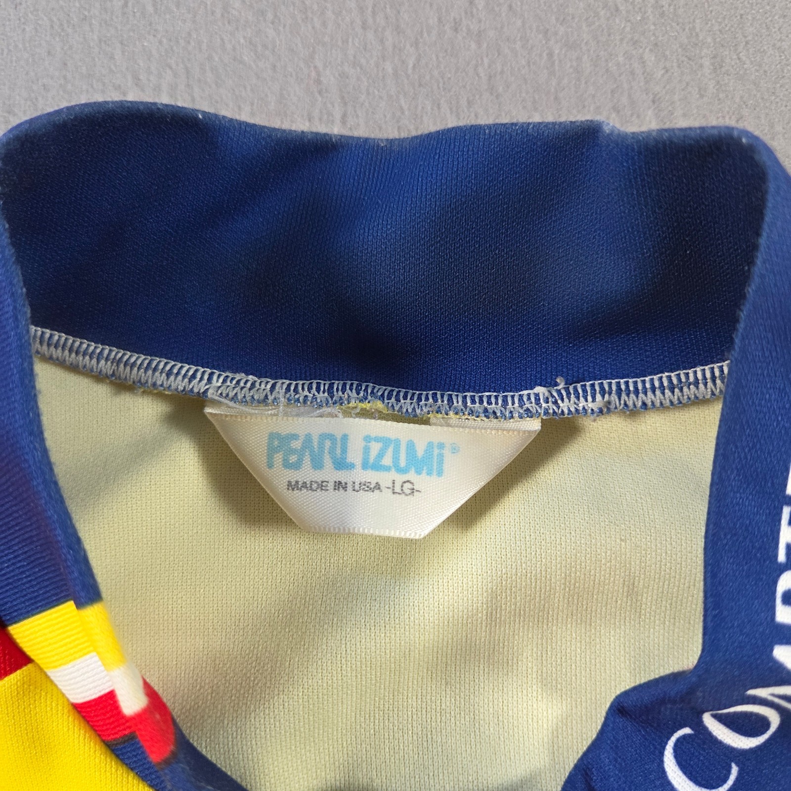 Vintage Pearl Izumi Cycling Jersey Mens Large Yellow Colorado Short Sleeve