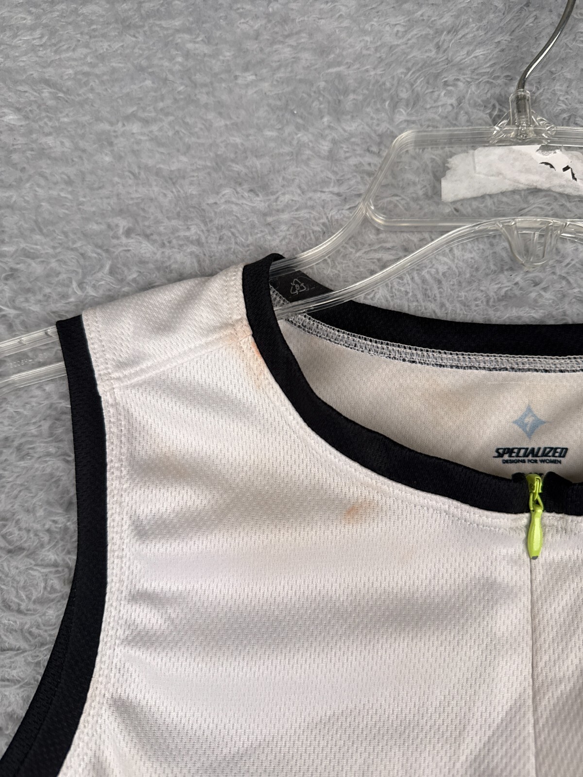 Specialized Cycling Jersey Womens Medium White Green Tank 1/2 Zip Polyester
