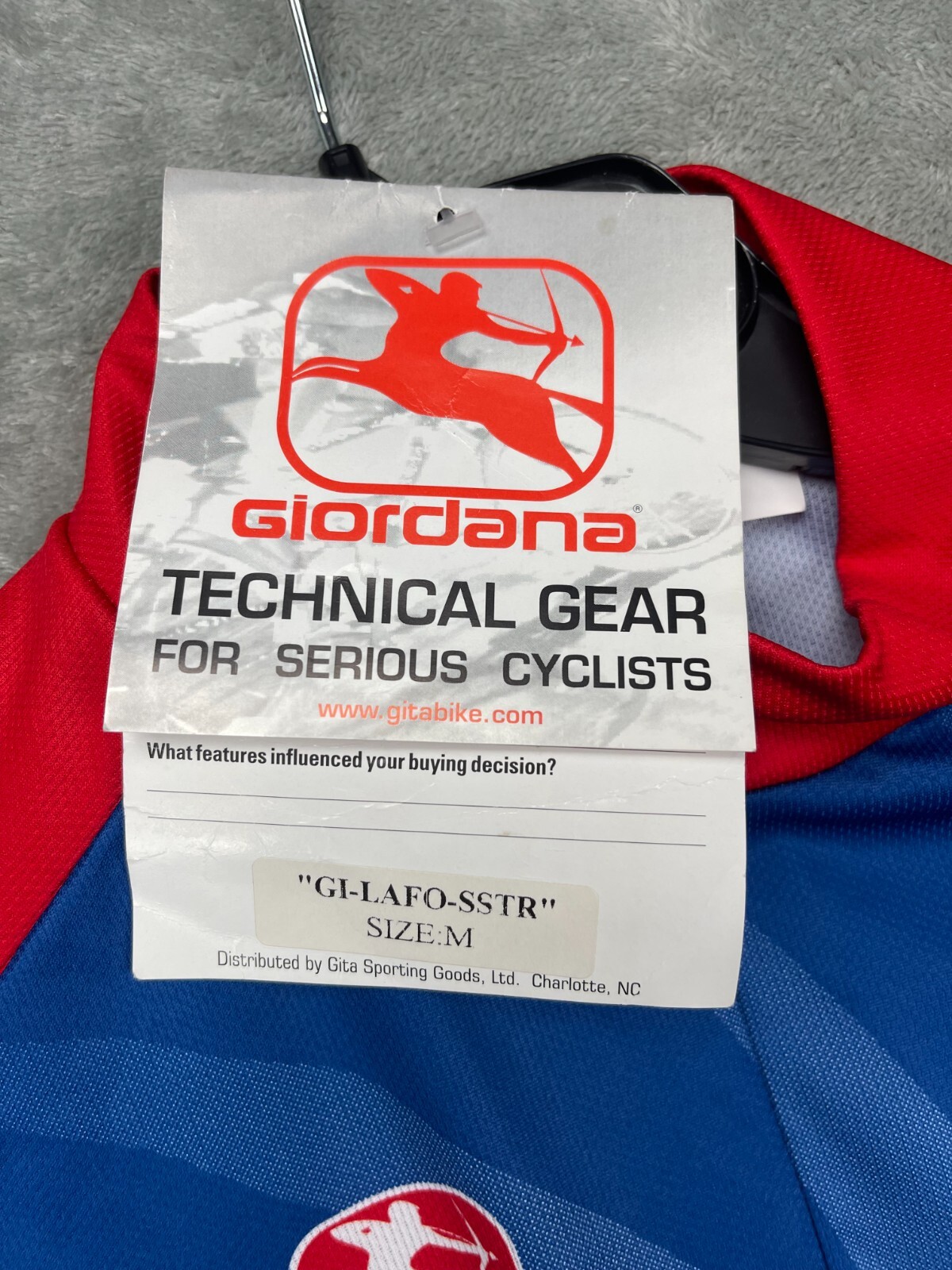 NWT Giordana Cycling Jersey Medium Red White Blue 3/4 Zip Lance Armstrong Found.