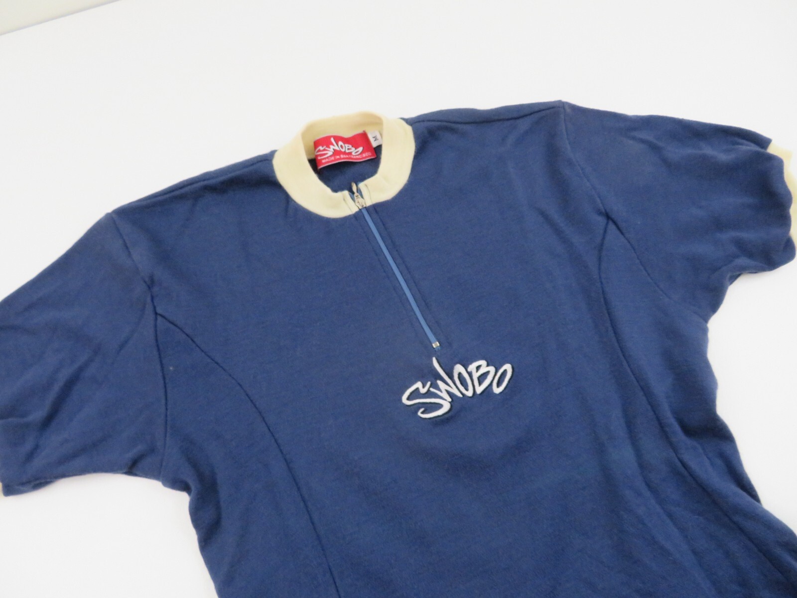 Vintage 90s Y2K Swobo Merino Wool Cycling Bike Jersey Mens Medium Blue USA Made