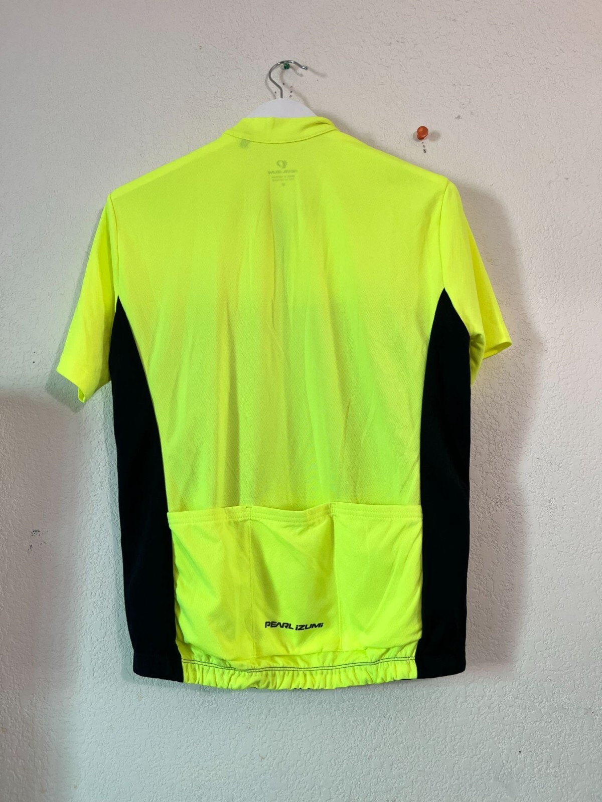 Pearl Izumi Mens Cycling Jersey Medium Neon Yellow Black Short Sleeve Full Zip