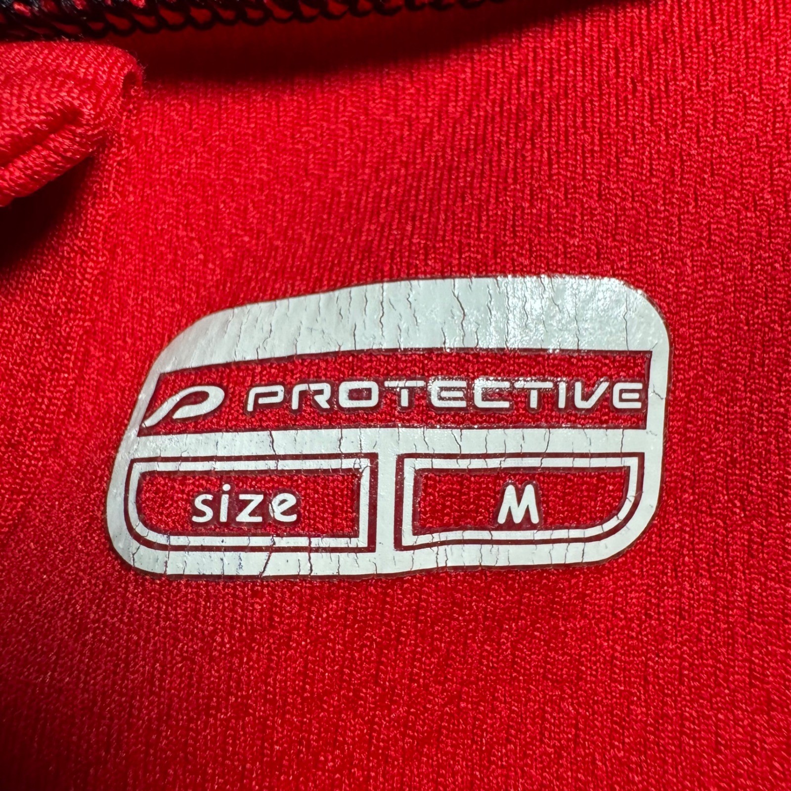Protective Cycling Jersey Mens Medium Red White 1/2 Zip Short Sleeve Compression
