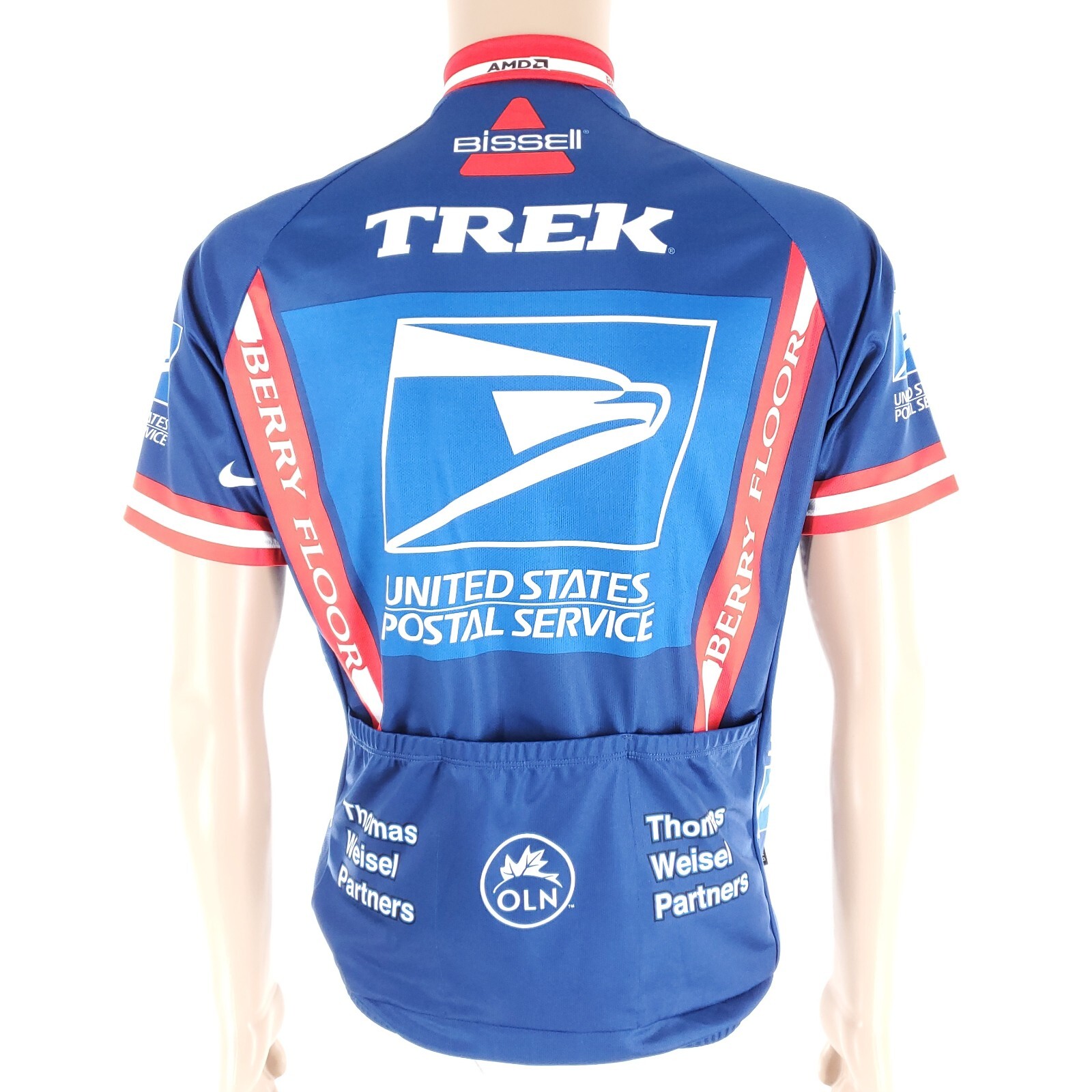 Nike Men Cycling Jersey USPS Post Office Trek Barry Floor Blue White Size L