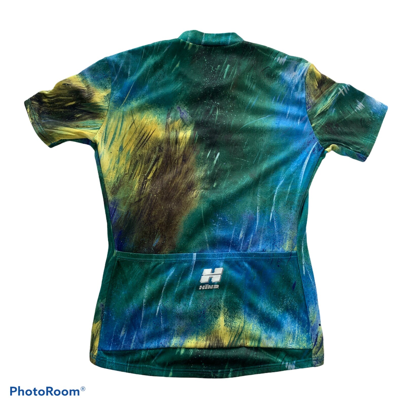 Hind Cycling Jersey 1/2 ZIP Multi Color USA made Bike Shirt Men’s Size Small.
