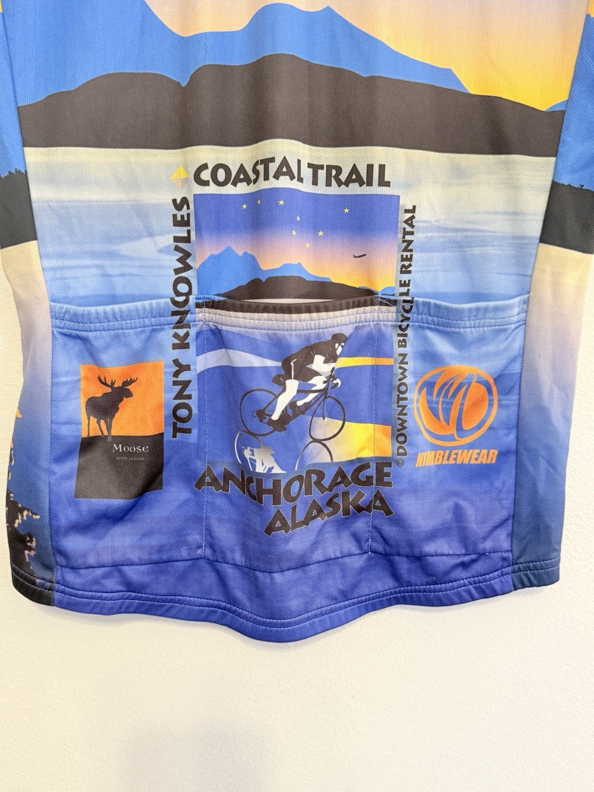 NimbleWear 1/2 Zip Club Cut Cycling Biking Jersey Denali Alaska Mens Size Medium