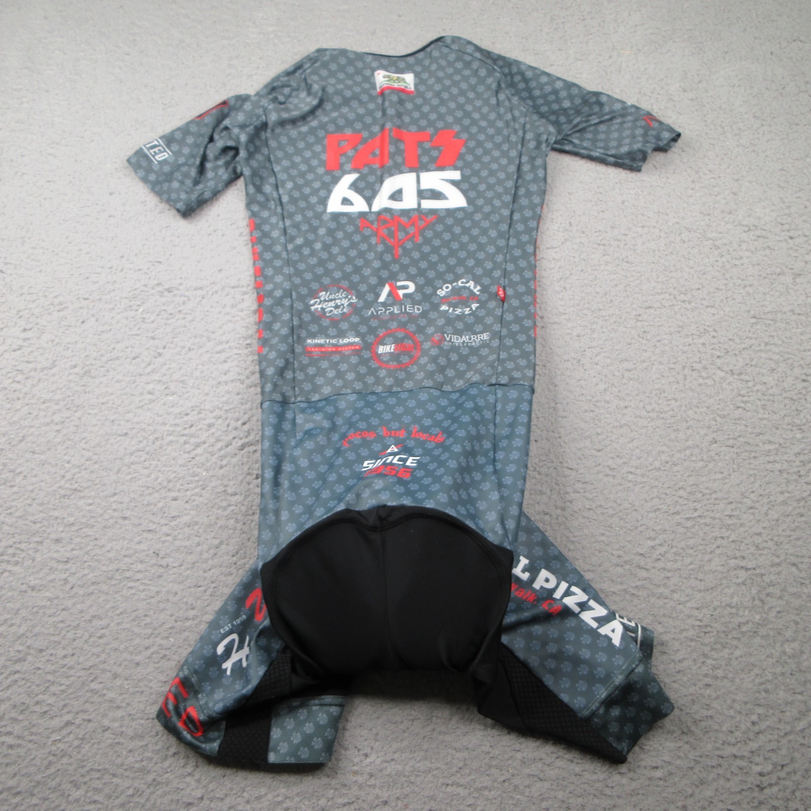 Jakroo Cycling Skinsuit Mens XS Gray Stretch Padded Performance Short Sleeve
