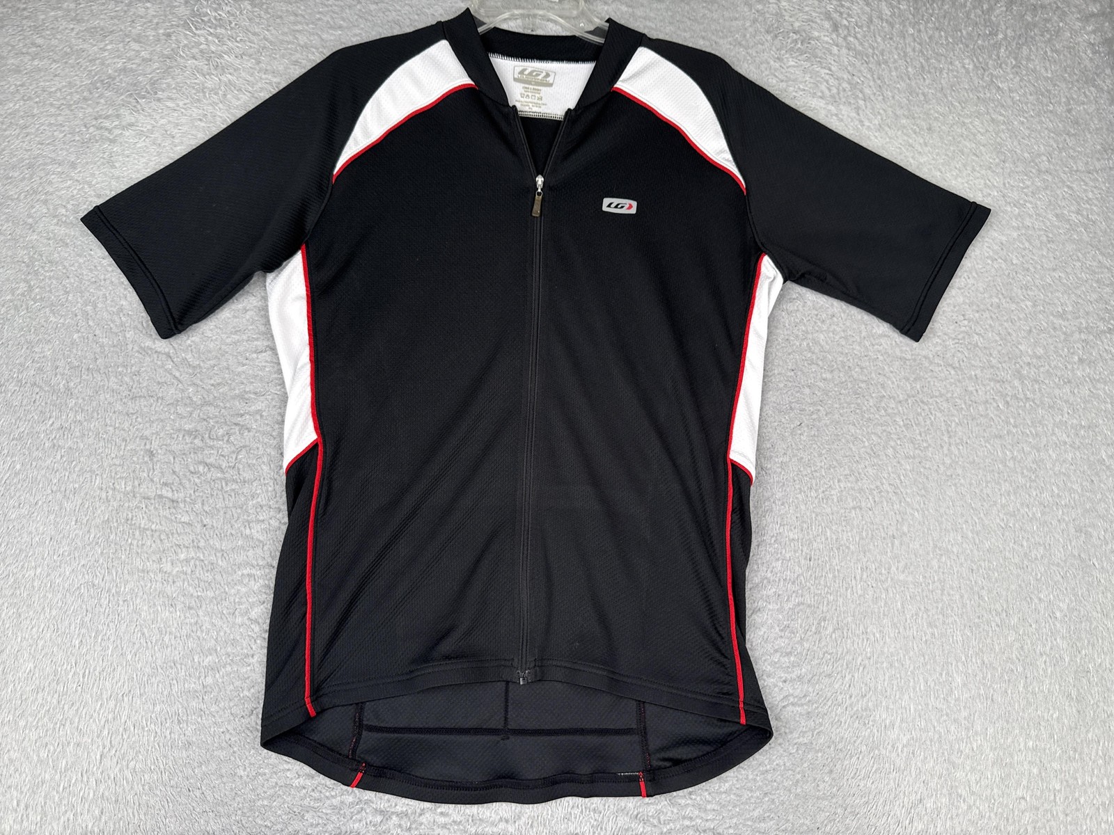 Louis Garneau Cycling Jersey Mens Medium Black Short Sleeve Zip Pockets CIMA 2