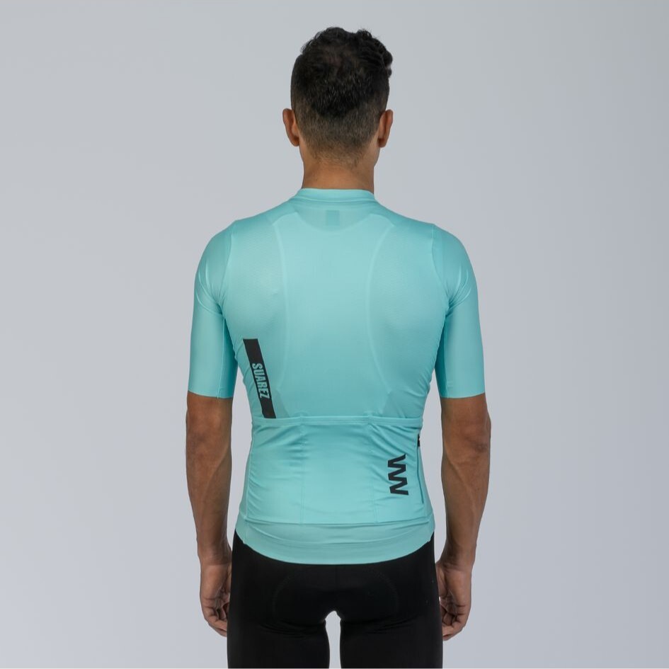 2025 Men’s Avant Solid Cream Turquoise Short Sleeve Cycling Jersey by Suarez