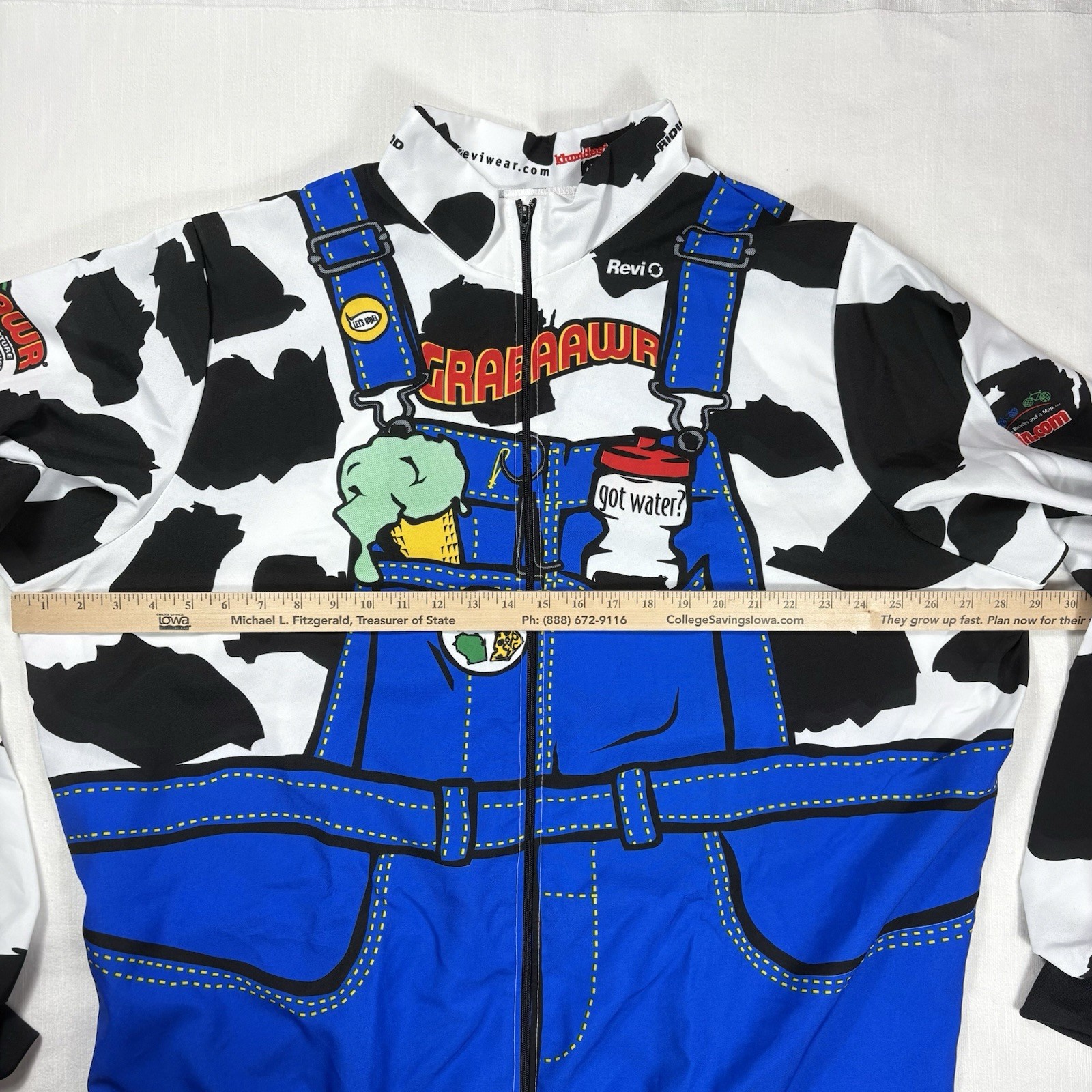 Revi Cycling Jersey Size 3XL Long Sleeve USA Wisconsin Cow Dairy Cheese GRABAAWR