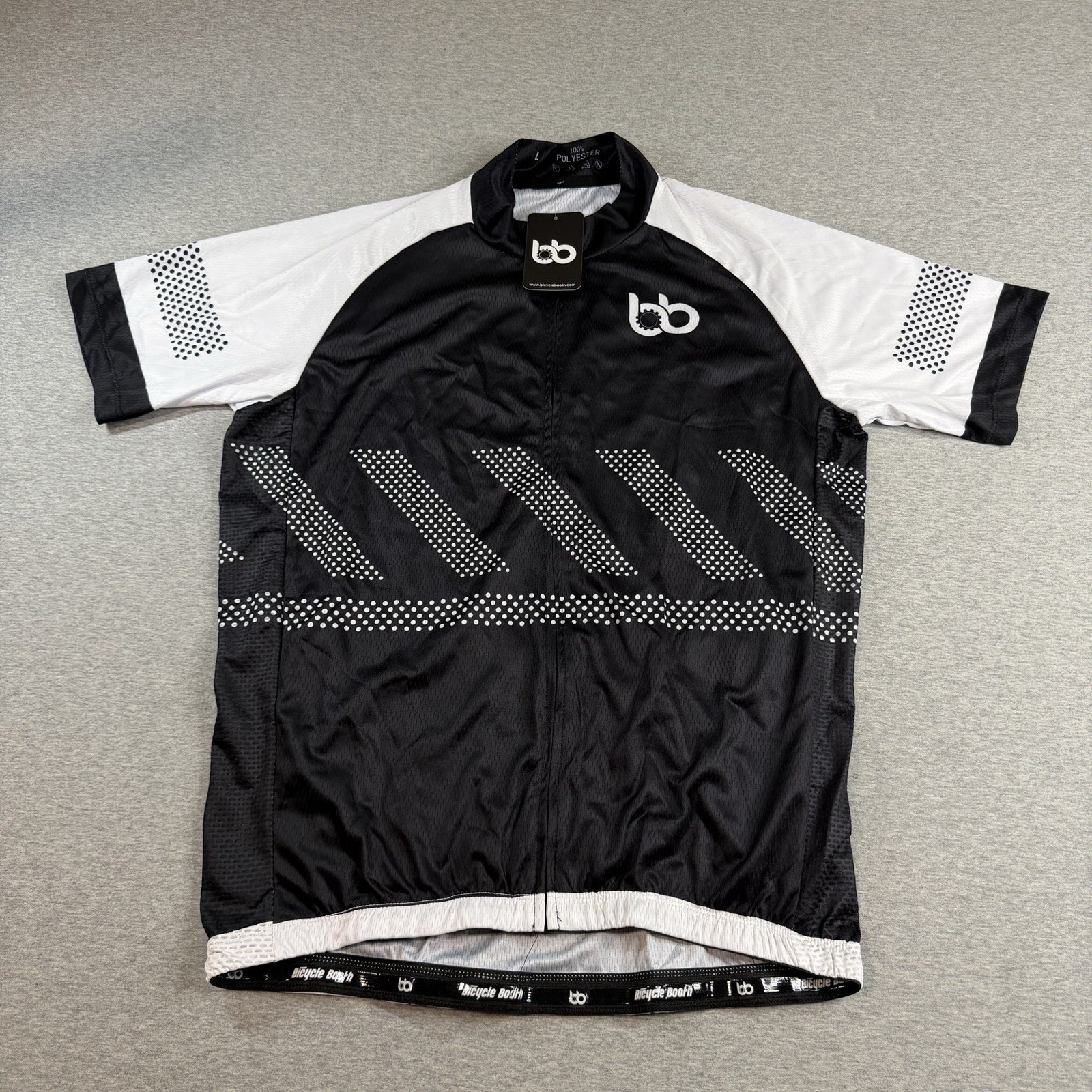 Bicycle Booth BB Performance Club Cycling Jersey Mens Large Black White New NWT