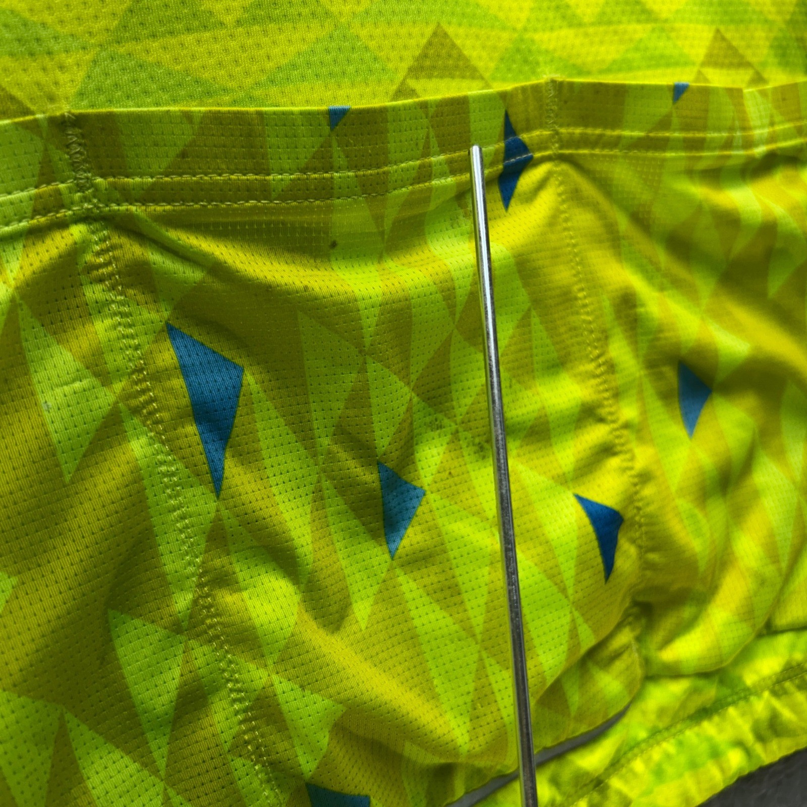 Pactimo Mens Cycling Jersey Medium Neon Yellow Green Geometric Short Sleeve Zip