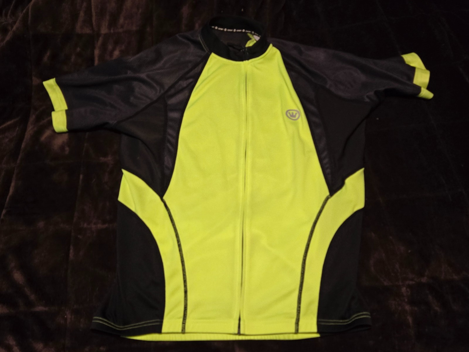 Canari Neon Yellow/Black Cycling Shirt-Full Zip-3 Rear Pockets-Men’s Size XL-