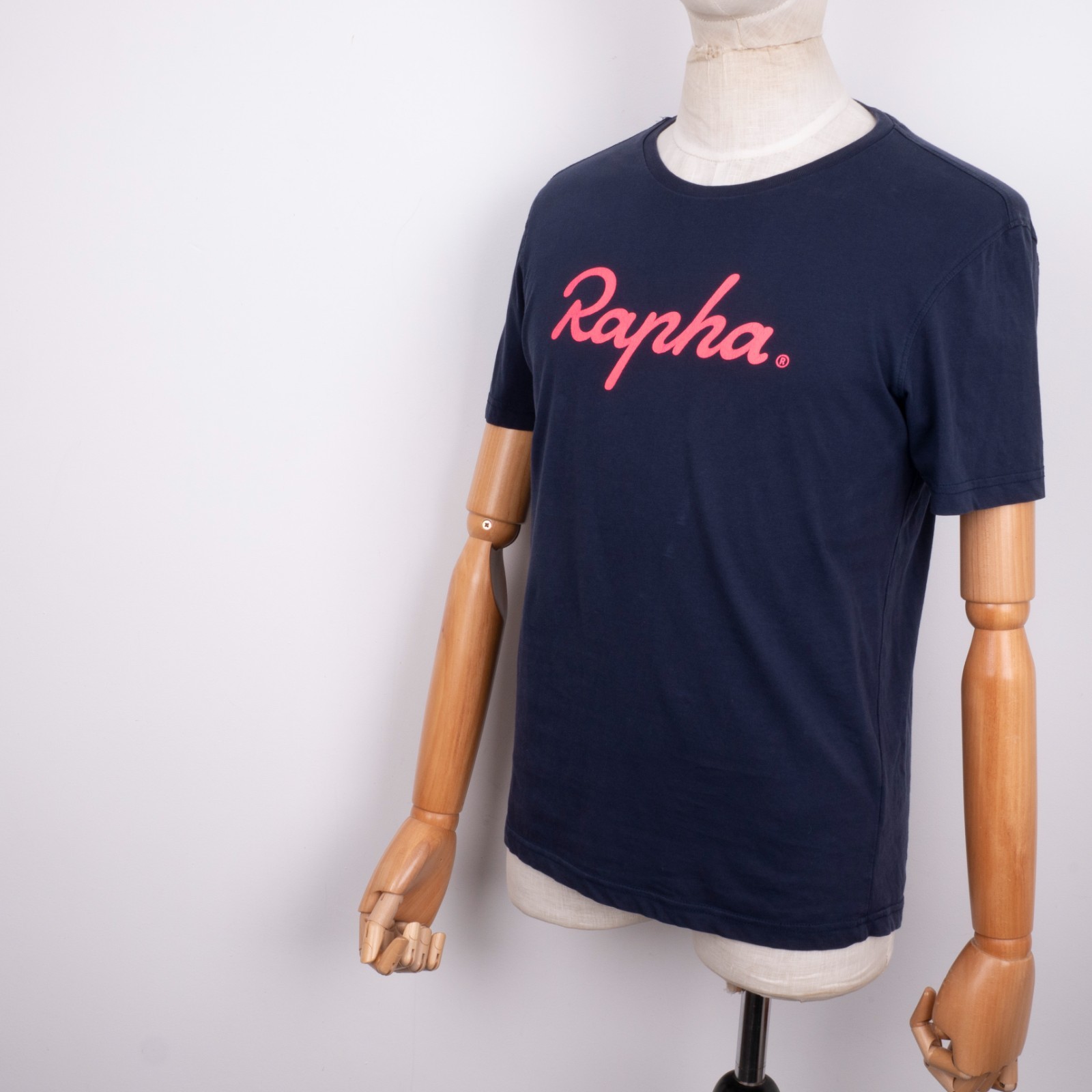 Rapha Logo Graphic Cotton T-Shirt Size M Navy Blue Crew Neck Short Sleeve