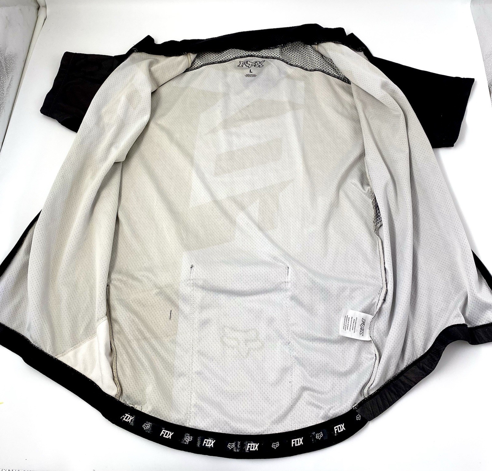 Fox Men’s Cycling Jersey Full Zipper Black/Gray Zippered Pocket | Men’s Large