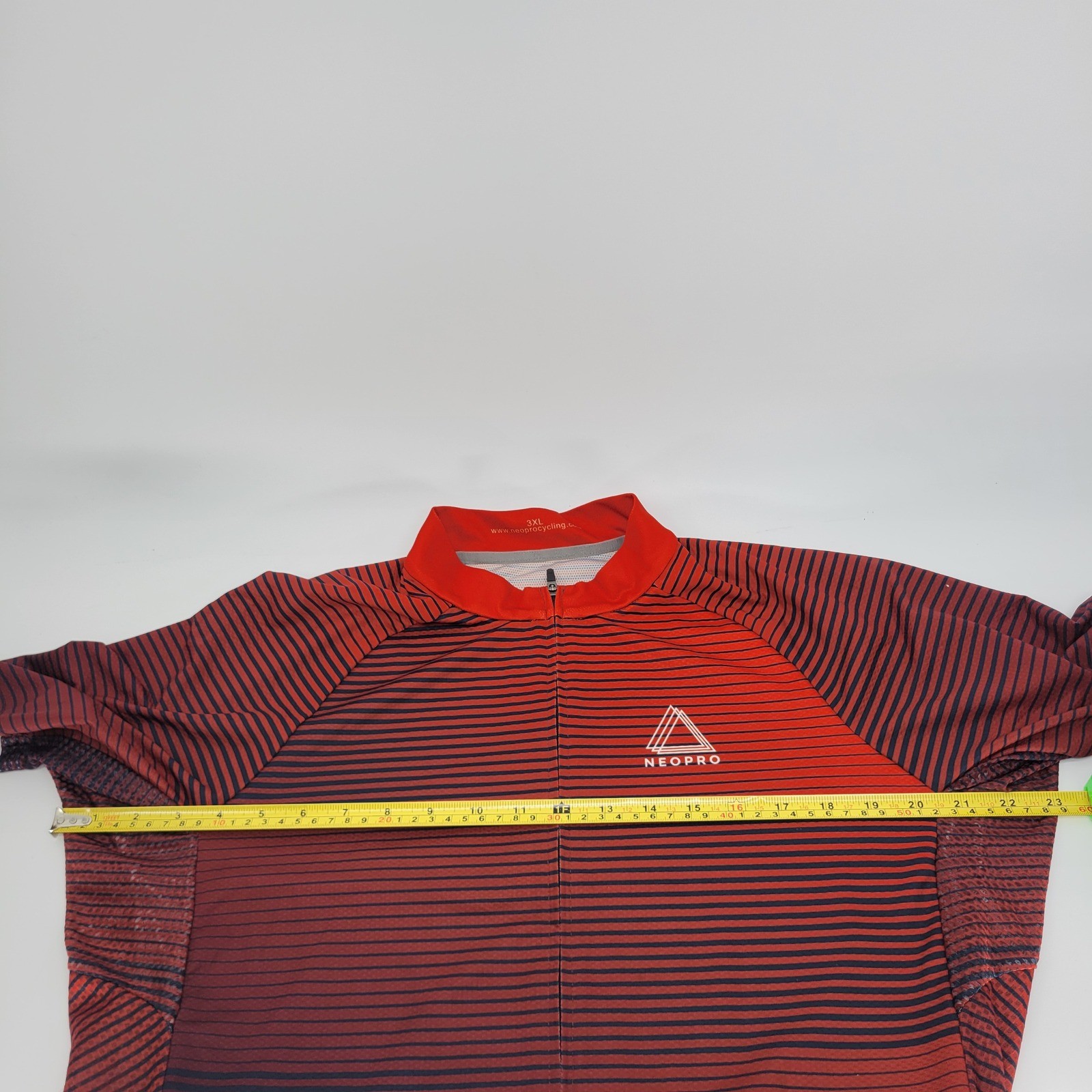 NeoPro Cycling Jersey Mens 3XL Red Navy Blue Striped Full Zip Mesh Bike Shirt