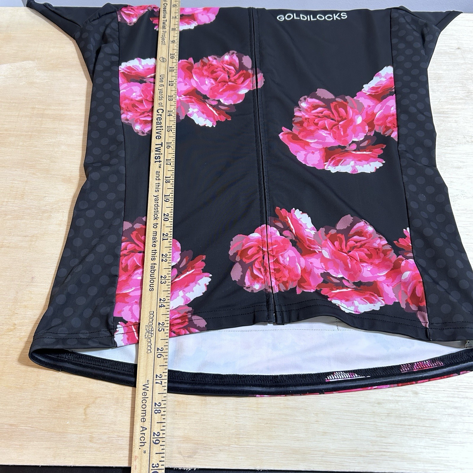 Albion Cycling Jersey Womens L Pink Black Floral Nylon Goldilocks Utah Full Zip