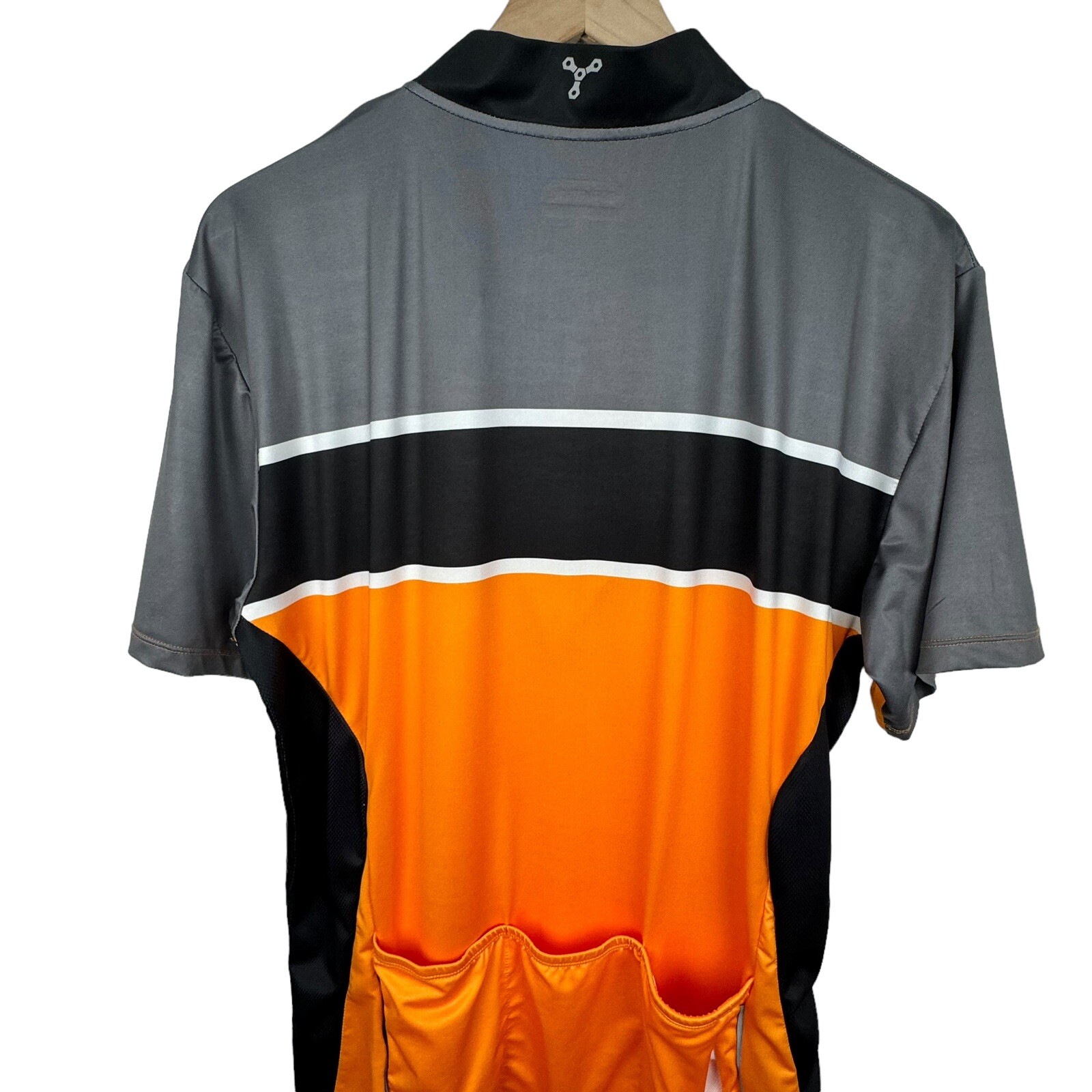 TRAYL Cycling Orange Gray Bike Jersey Short Sleeve Shirt Sz LARGE UPF 50 Zipper