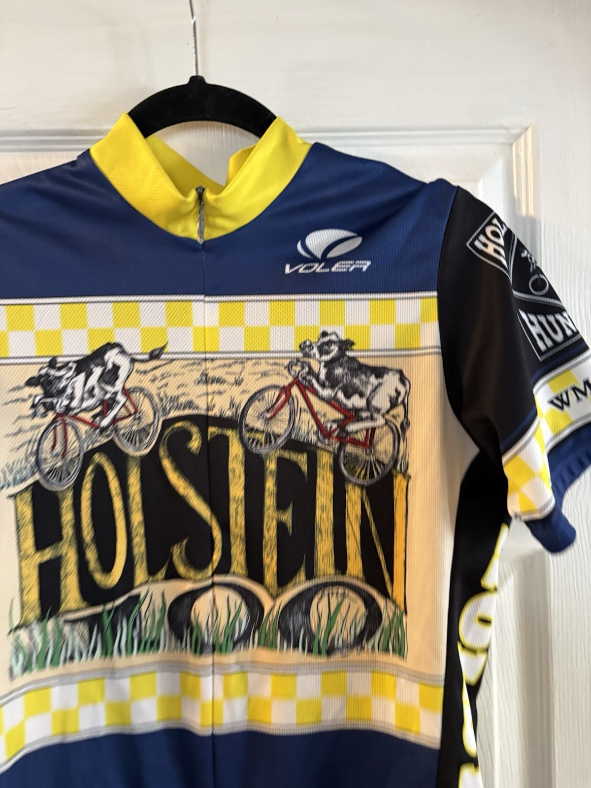 VOLER BIKING SHIRT M Holstein Whimsical Cows Race Set-in “Share The Road “ Top
