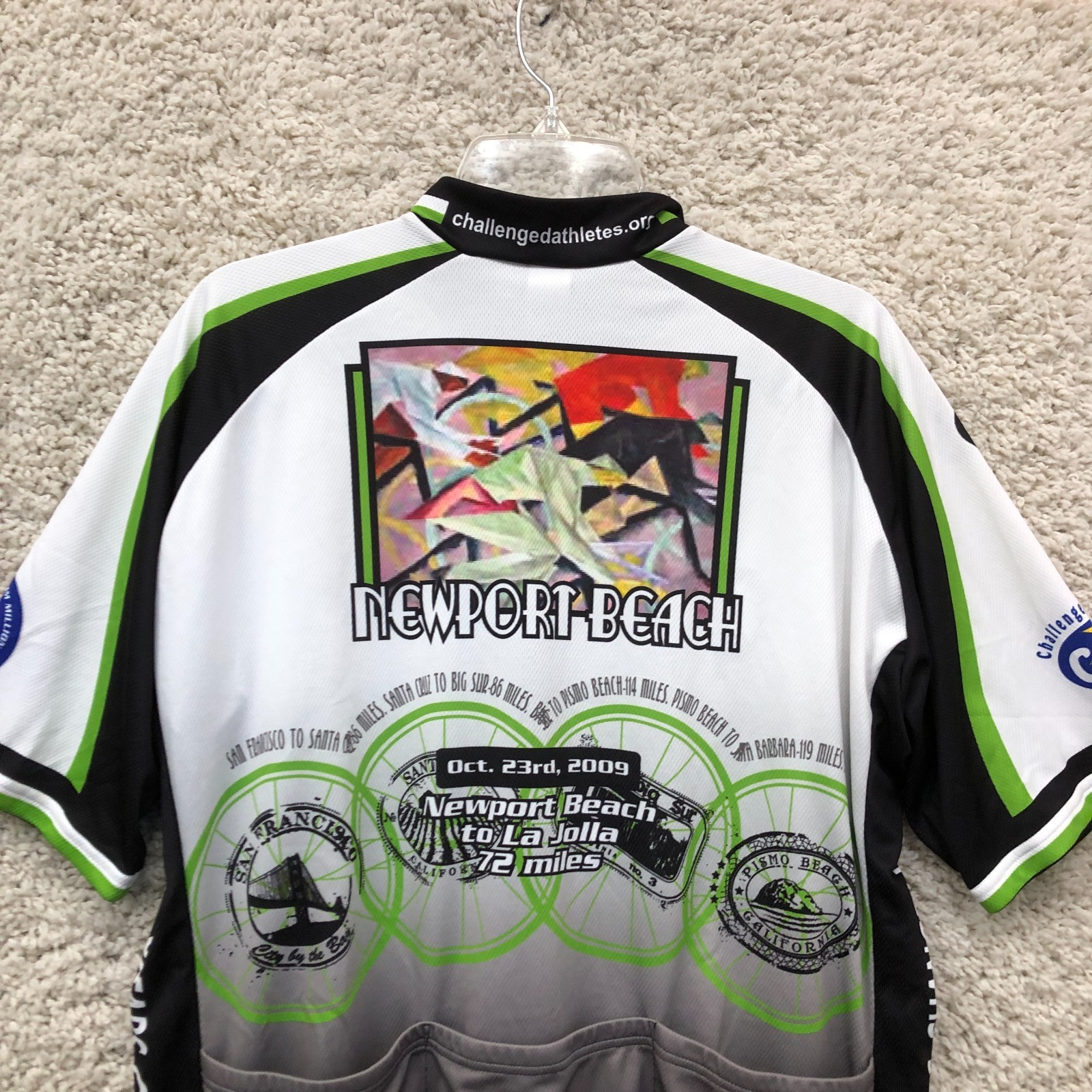 Squadra Cycling Jersey Mens XXXL White Green Qualcomm Newport Beach Bike Shirt