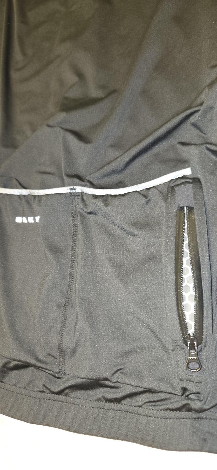 Oakley Men’s Cycling Jersey M Black/White Full Zip Reflective Rear Pockets