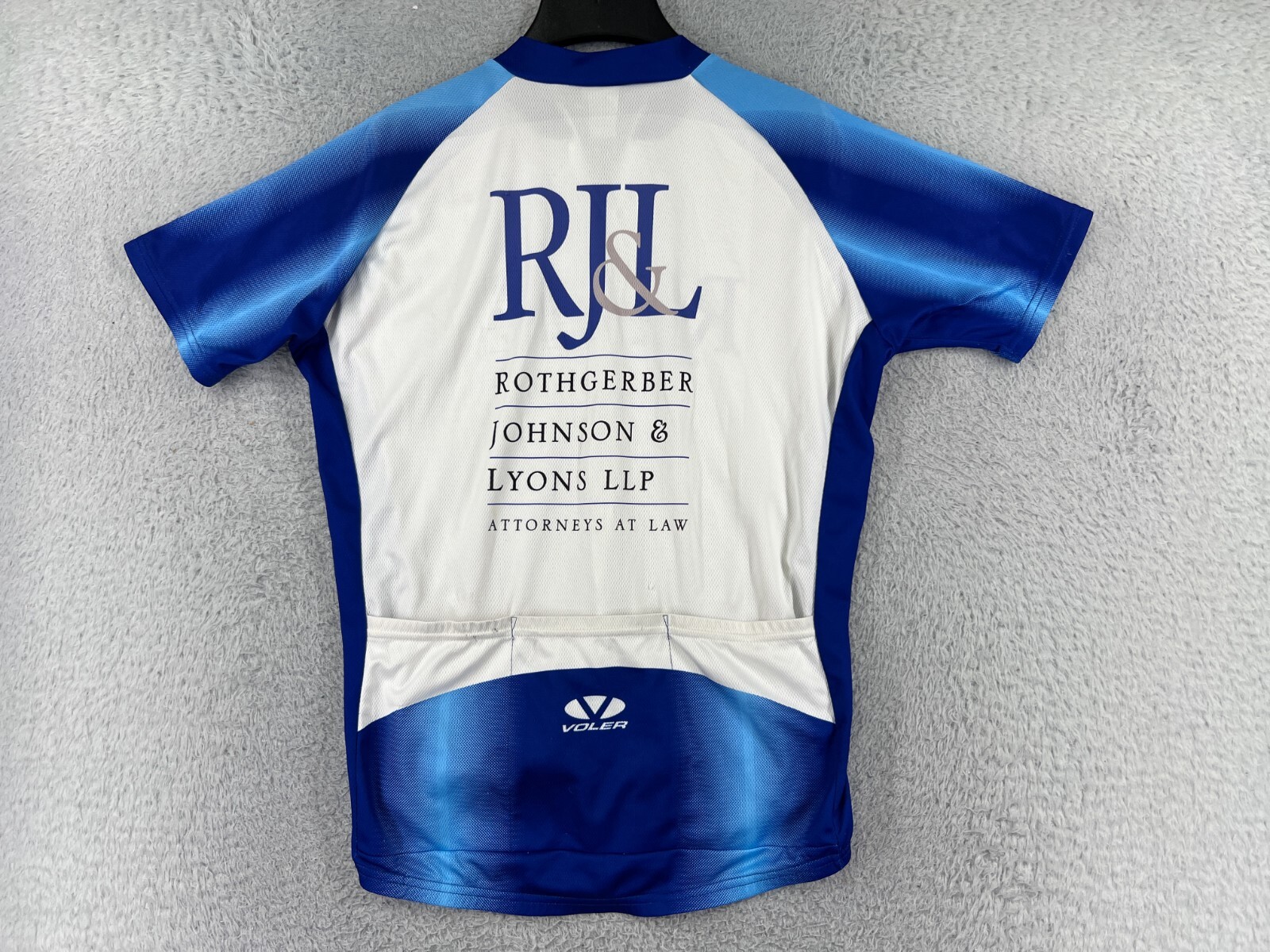 Voler Cycling Jersey Adult Large Blue White 1/2 Zip 100% Polyester Made USA