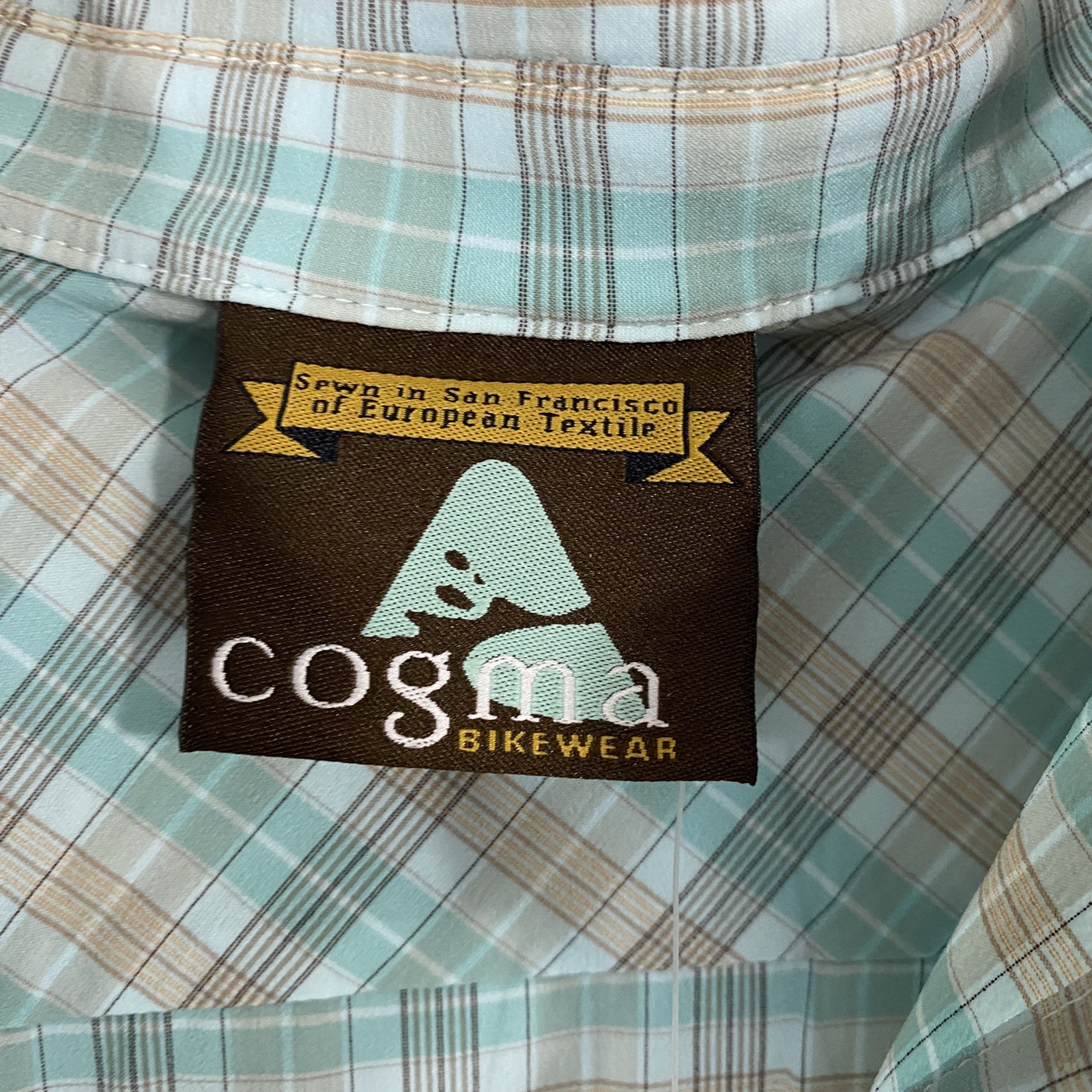 Cogma Bike Wear Womens Short Sleeve Cycling Top Sz 10 Green Plaid/Black Mesh New