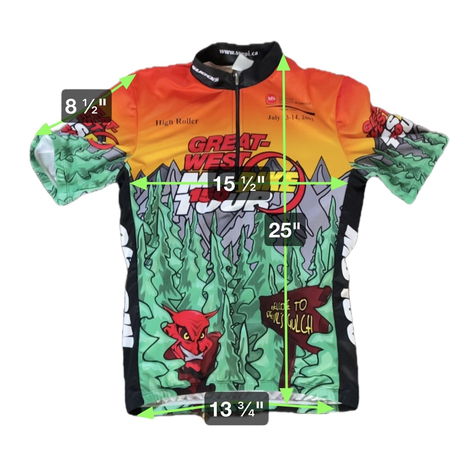 Vintage SUGOI Cycling Jersey Medium Pockets Shirt High Roller Devil’s Gulch 2002