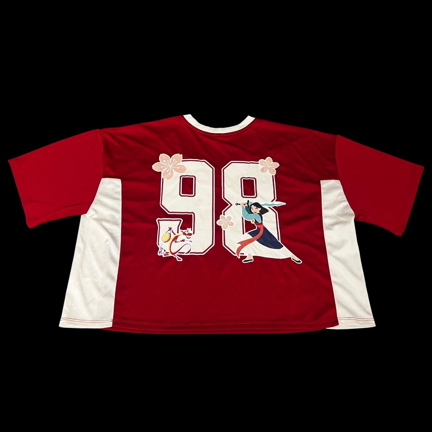 Disney Mulan Red And White Cropped Soccer Jersey Size 1XL