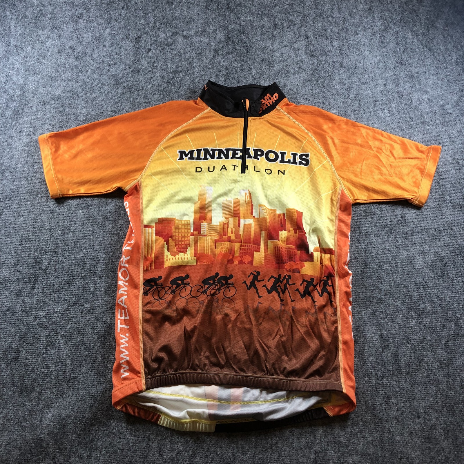 Minneapolis Duathlon Men’s Medium Orange/Yellow Cycling Running Team Orth