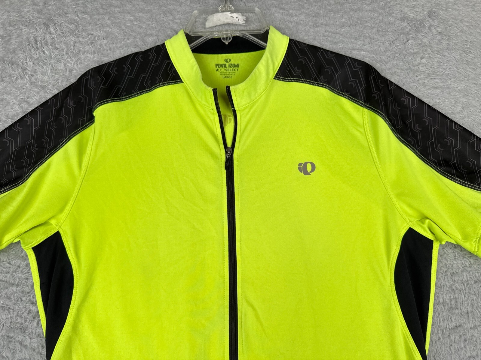 Pearl Izmui Cycling Jersey Adult Large Green Black Full Zip High Visibility Poly