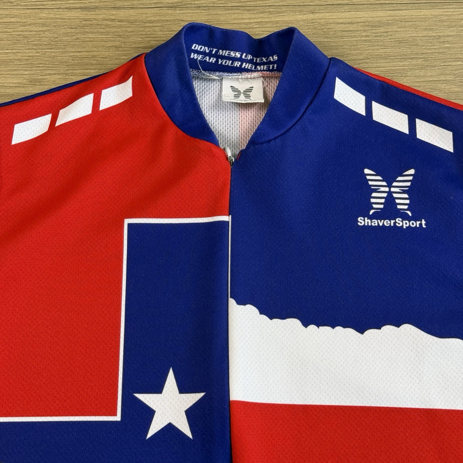 Shaver Sport Cycling Shirt Adult Meduim Mocropelle Texas Red Blue Lone Star