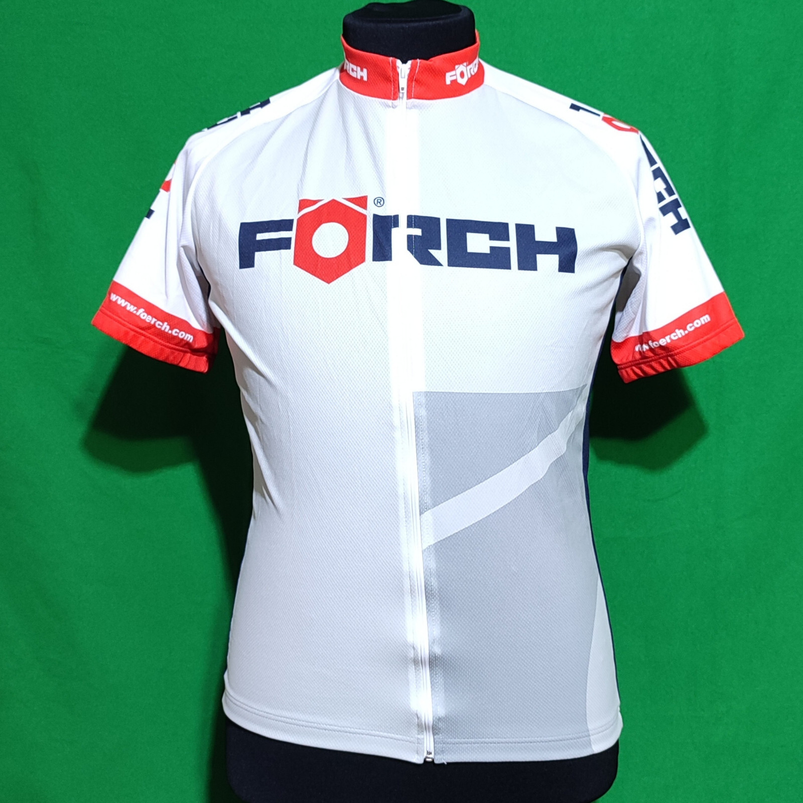 FORCH Mens Cycling Jersey Size M Full Zip Bike Bicycle Shirt White Red Blue SS