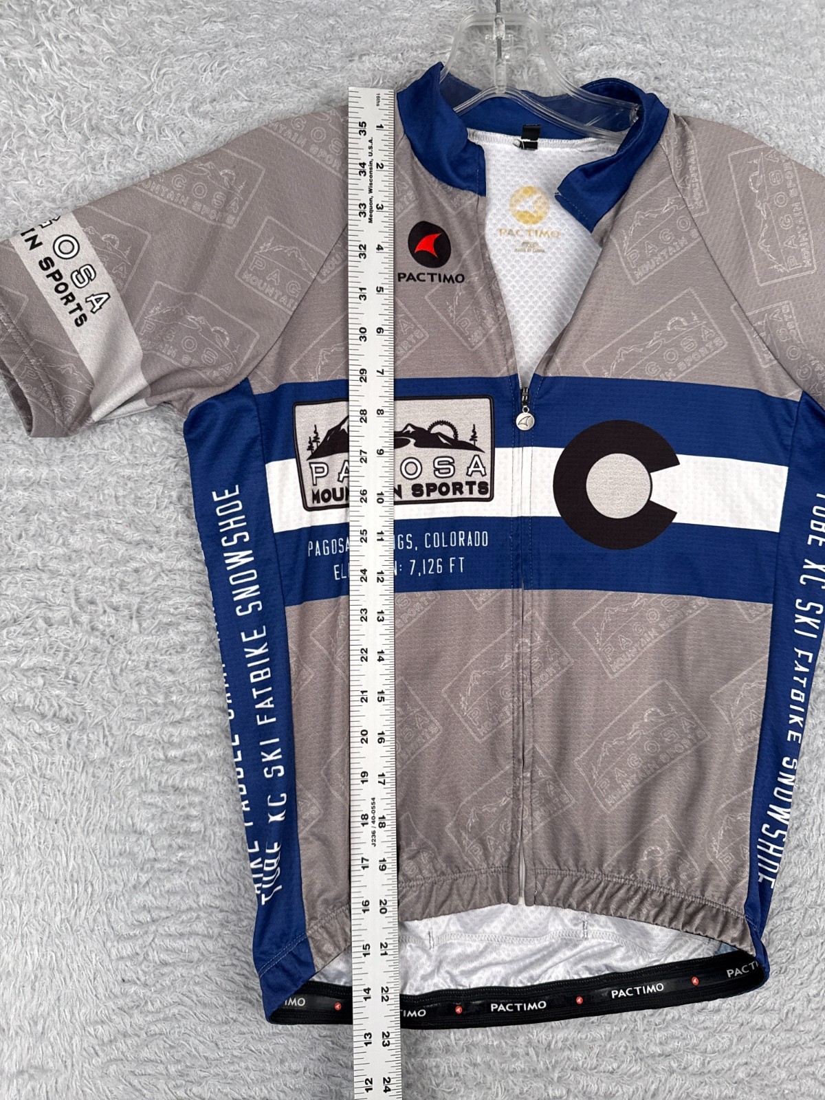 Pactimo Cycling Jersey Mens 2XS XXS Gray Blue Full Zip Short Sleeve Pagosa