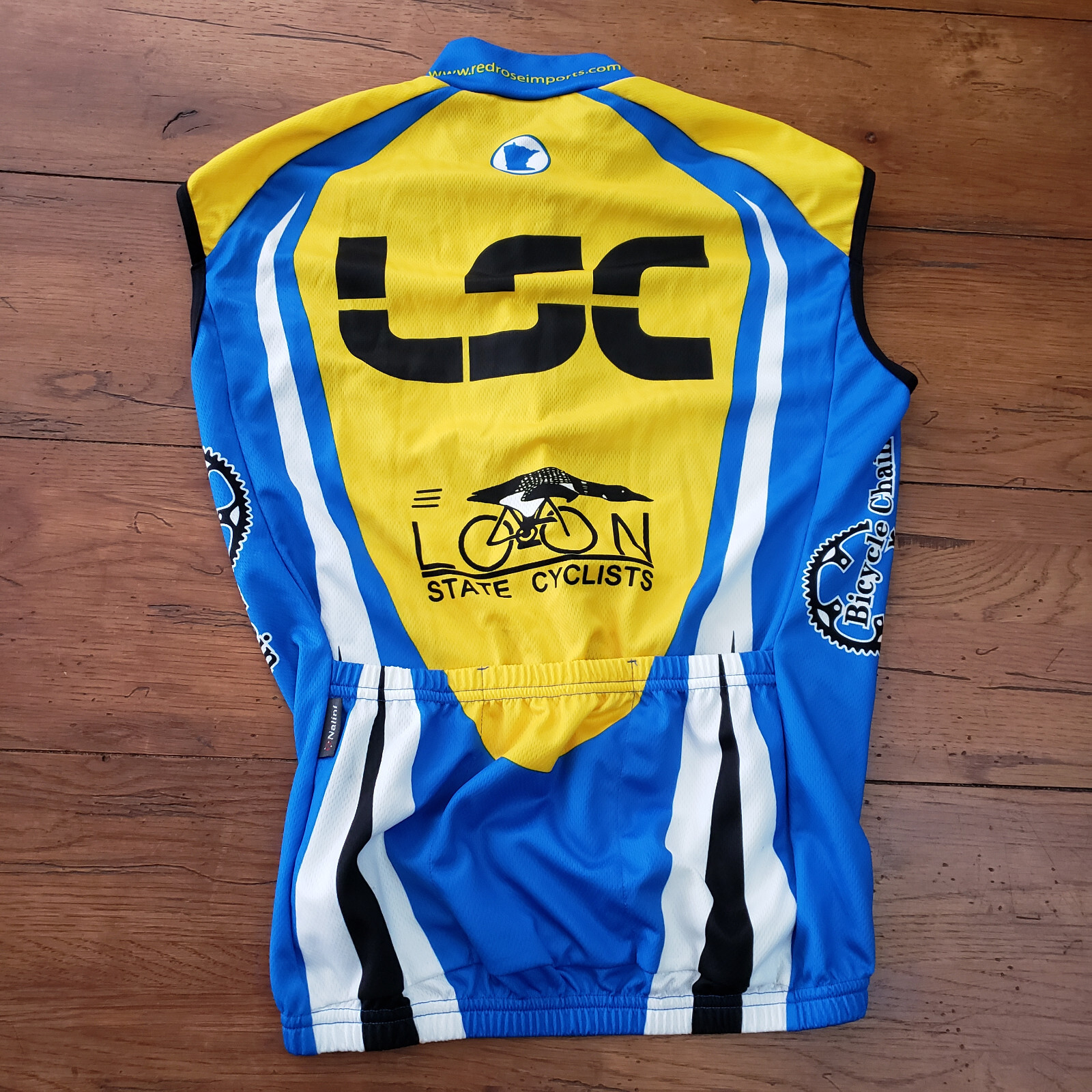 Nalini Cycling Jersey Mens Medium Sleeveless Loon State Cyclists M Yellow Blue