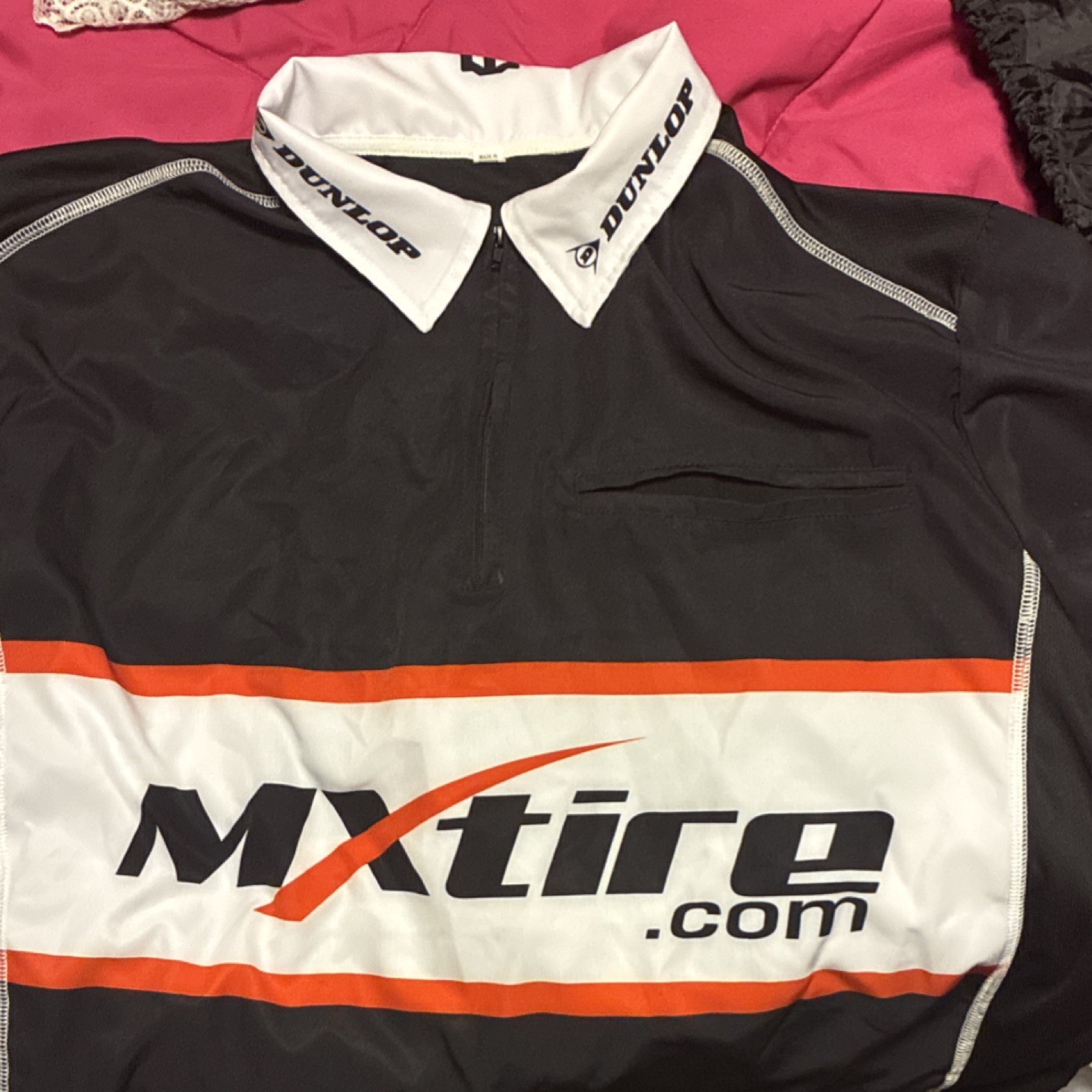 Dunlop MXtire Cycling Jersey Polo Short Sleeve Zip Collared XL Black/Orange